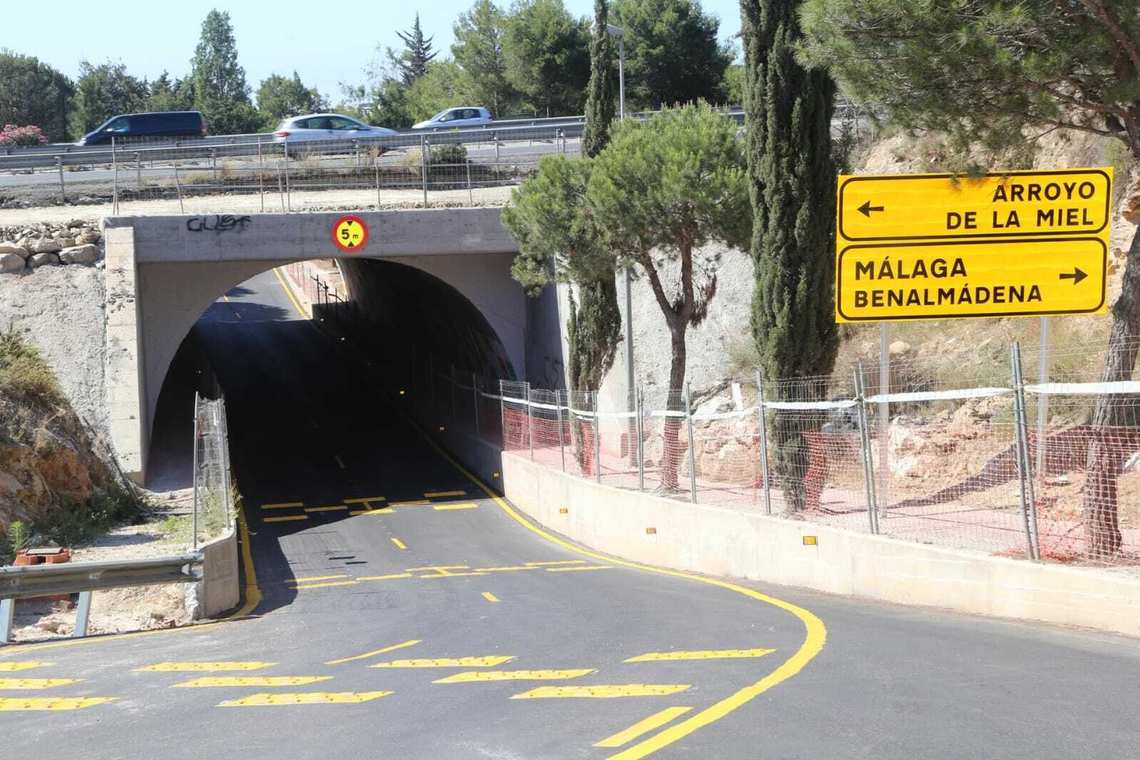 Los accesos provisionales de acceso a Benalmádena en el km 222 abiertos en mayo de 2019.