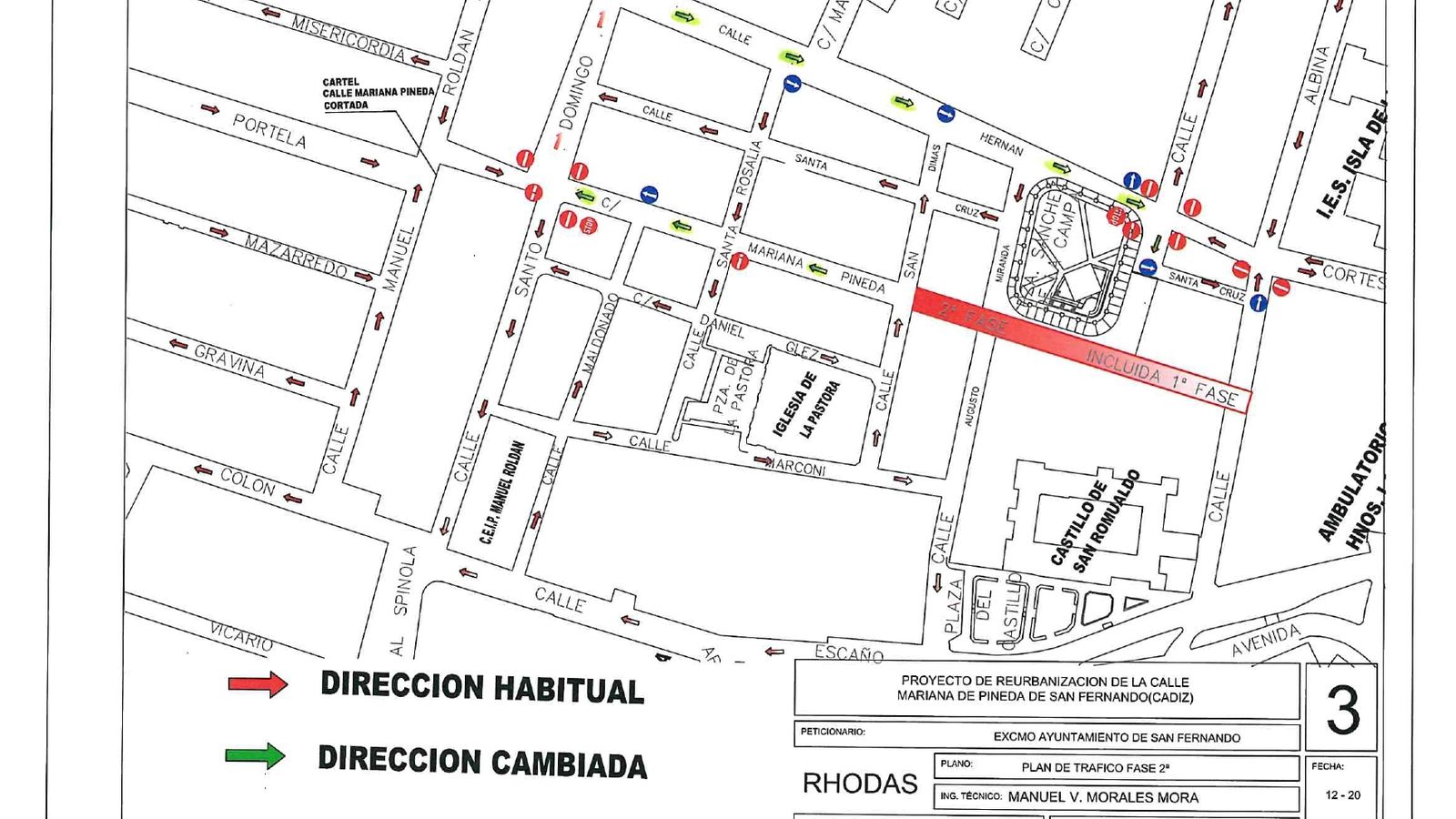 Desvíos de tráfico habilitados por la Policía Local ante las obras de la calle Mariana de Pineda.