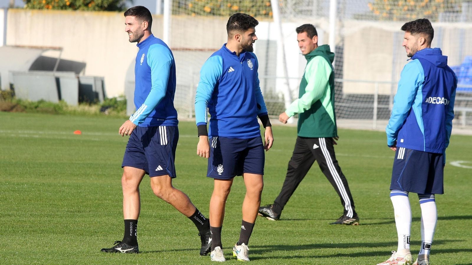Raúl Navas y Manu Galán en la sesión de entrenamiento del Recre.