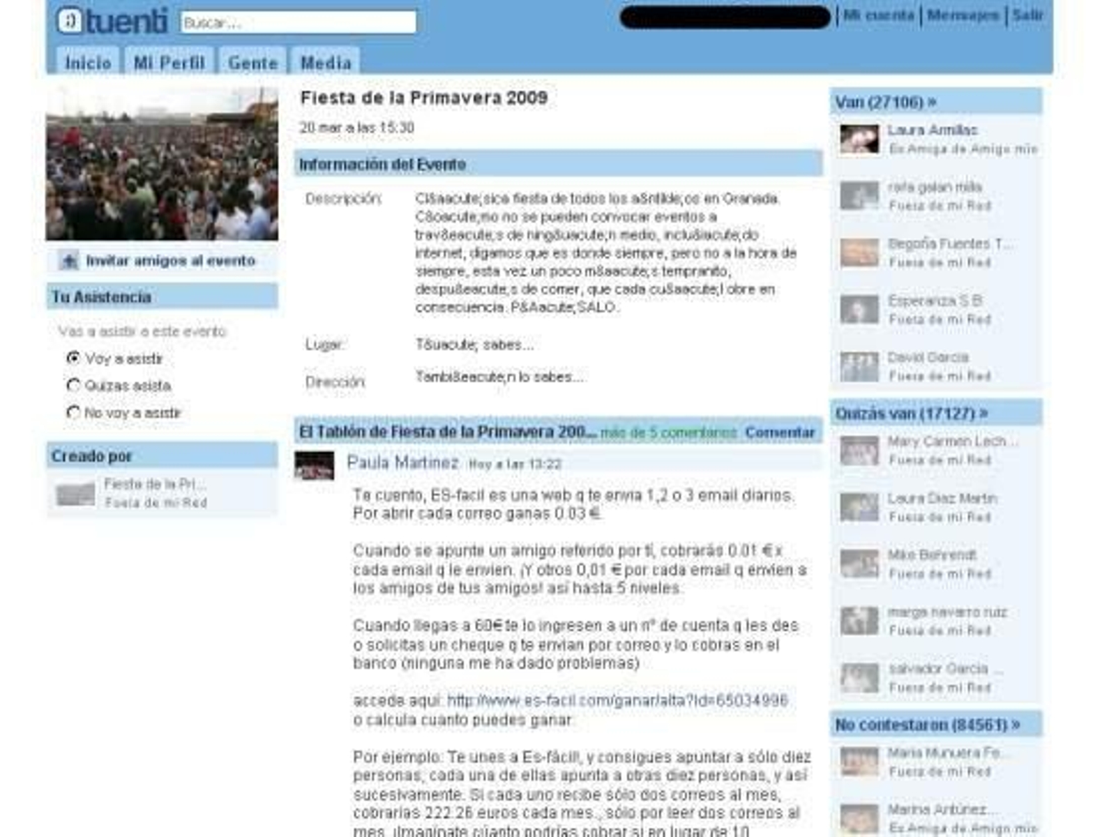 Casi 130.000 jóvenes reciben una invitación anónima en Tuenti para un macrobotellón en Granada