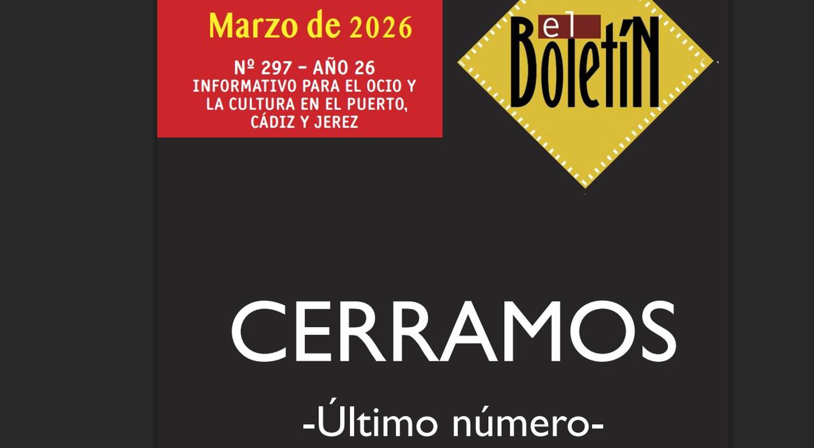 Portada de 'El Boletín' de este mes, el último número en papel.