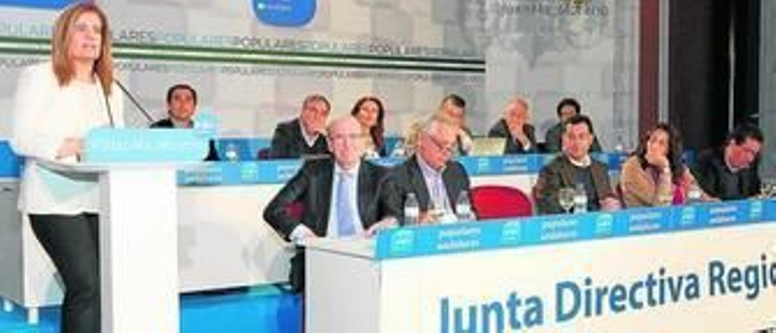 Fátima Báñez, durante su intervención en la clausura, ayer, de la Junta Directiva Regional del PP en la Casa Colón de Huelva.