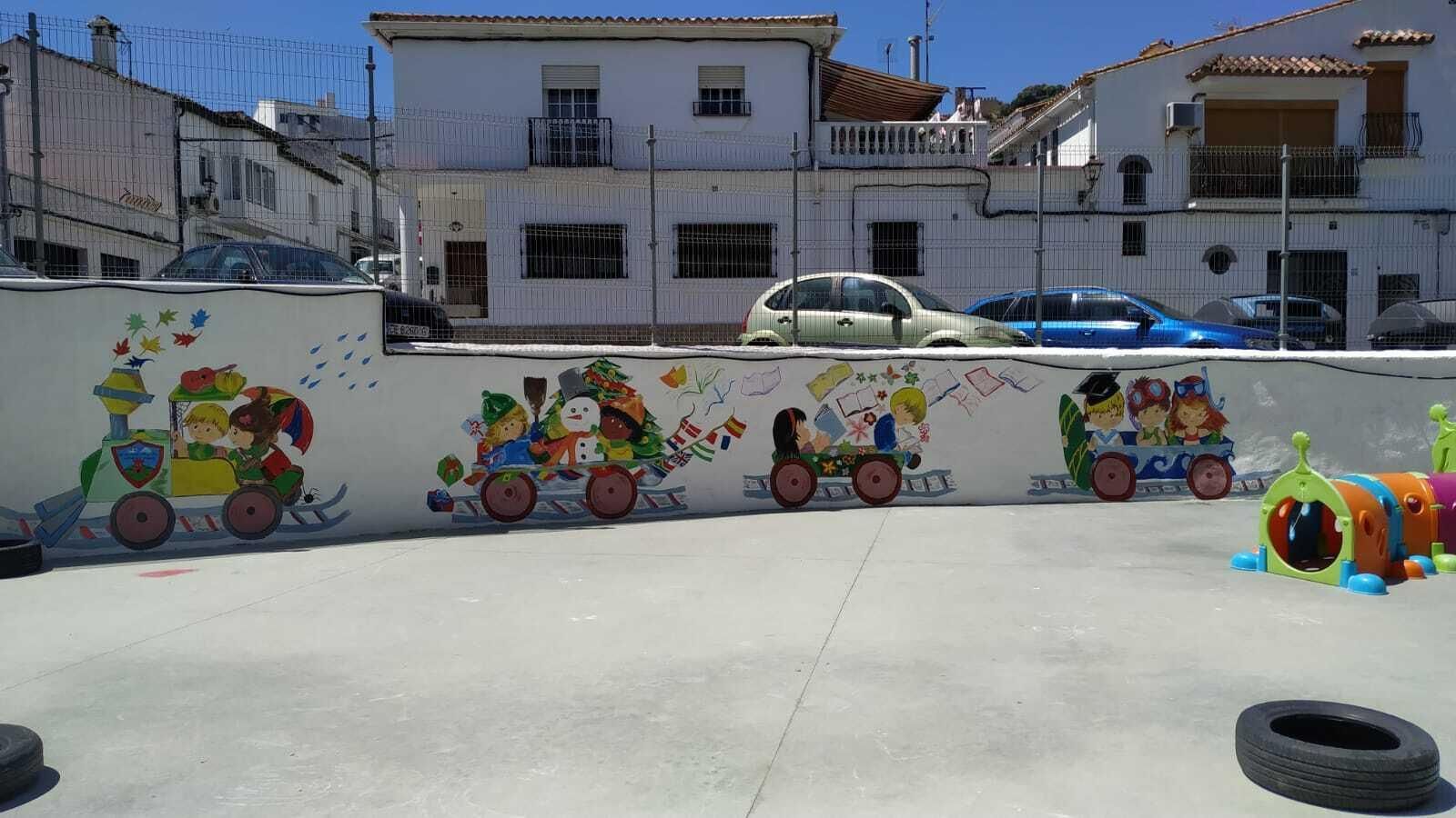 Mural realizado por el Aula de Pintura en el Colegio Reina de Los Ángeles.