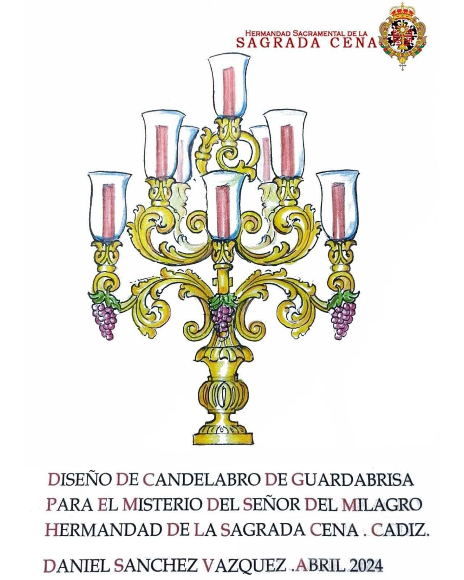 Boceto de los nuevos candelabros de guardabrisas para el paso de La Cena.
