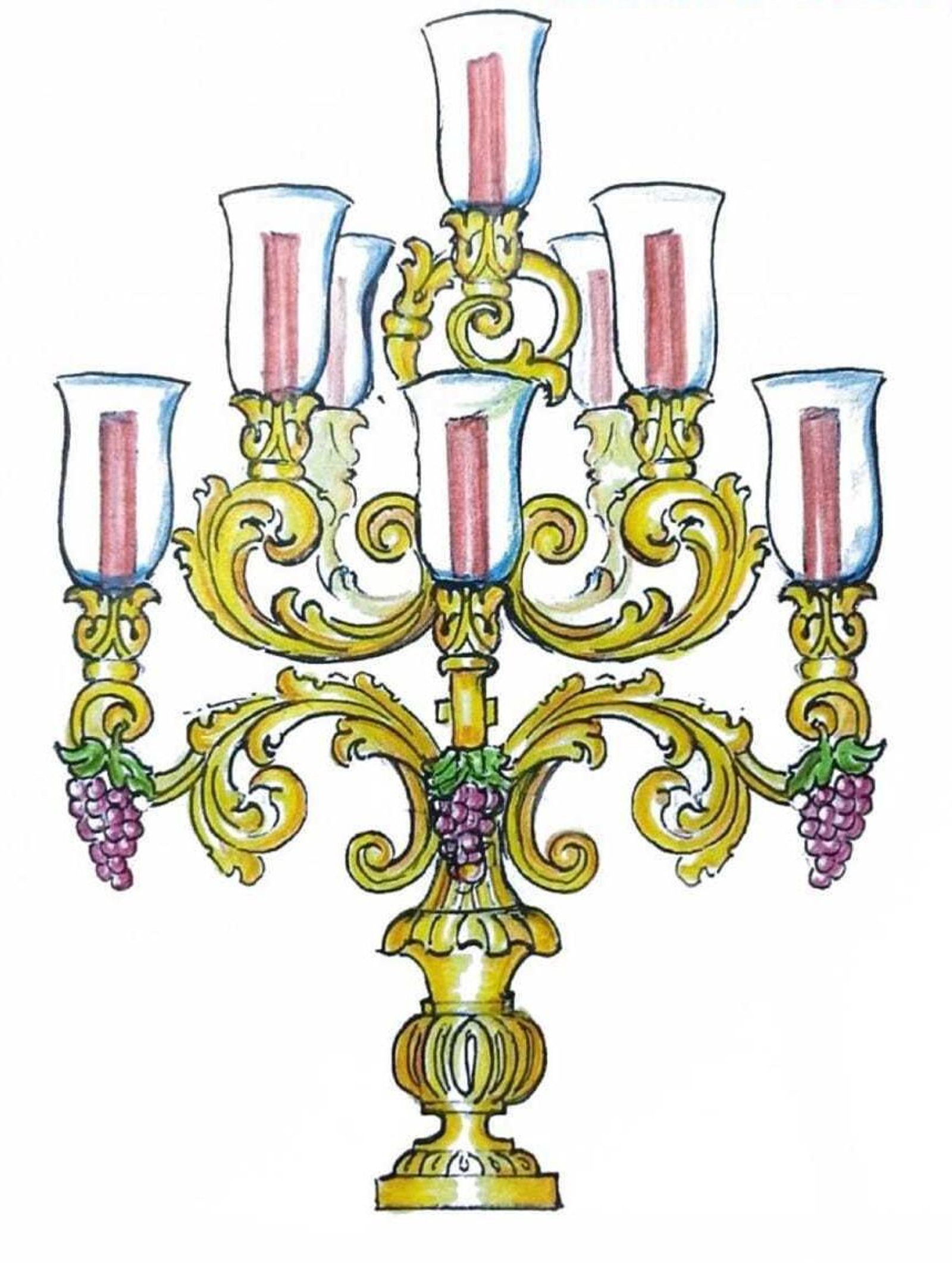 Boceto de los nuevos candelabros de guardabrisas para el paso de La Cena.