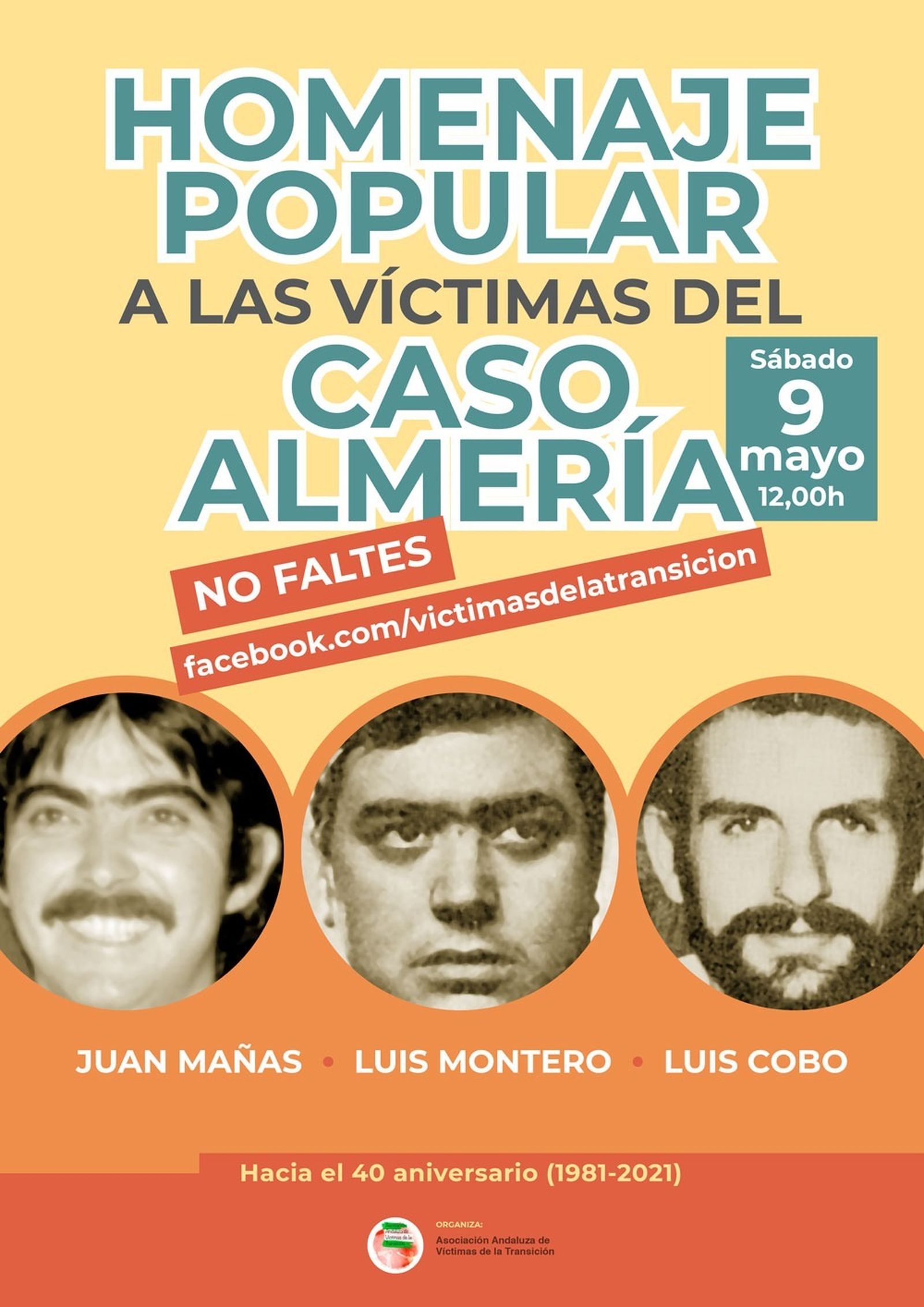 La Asociación Andaluza de Vícrimas de la Transición traslada a Facebook el homenaje a los asesinados del Caso Almería
