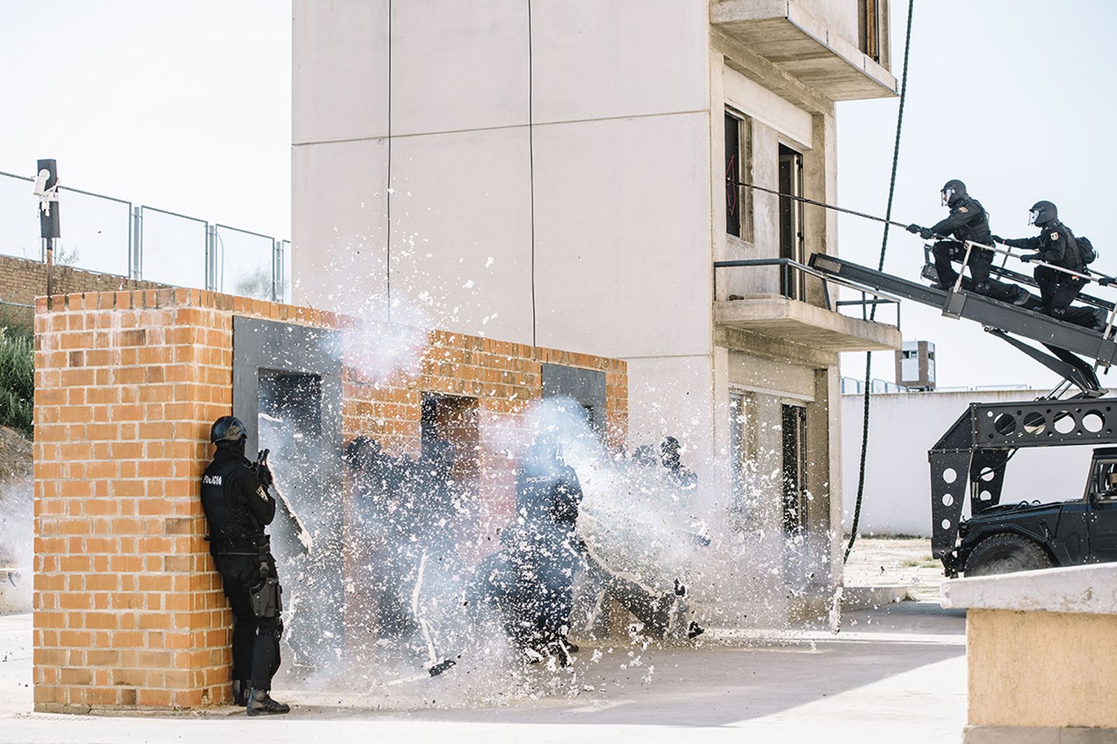 Una unidad de la Policía Nacional en plenos ejercicios de simulacro.