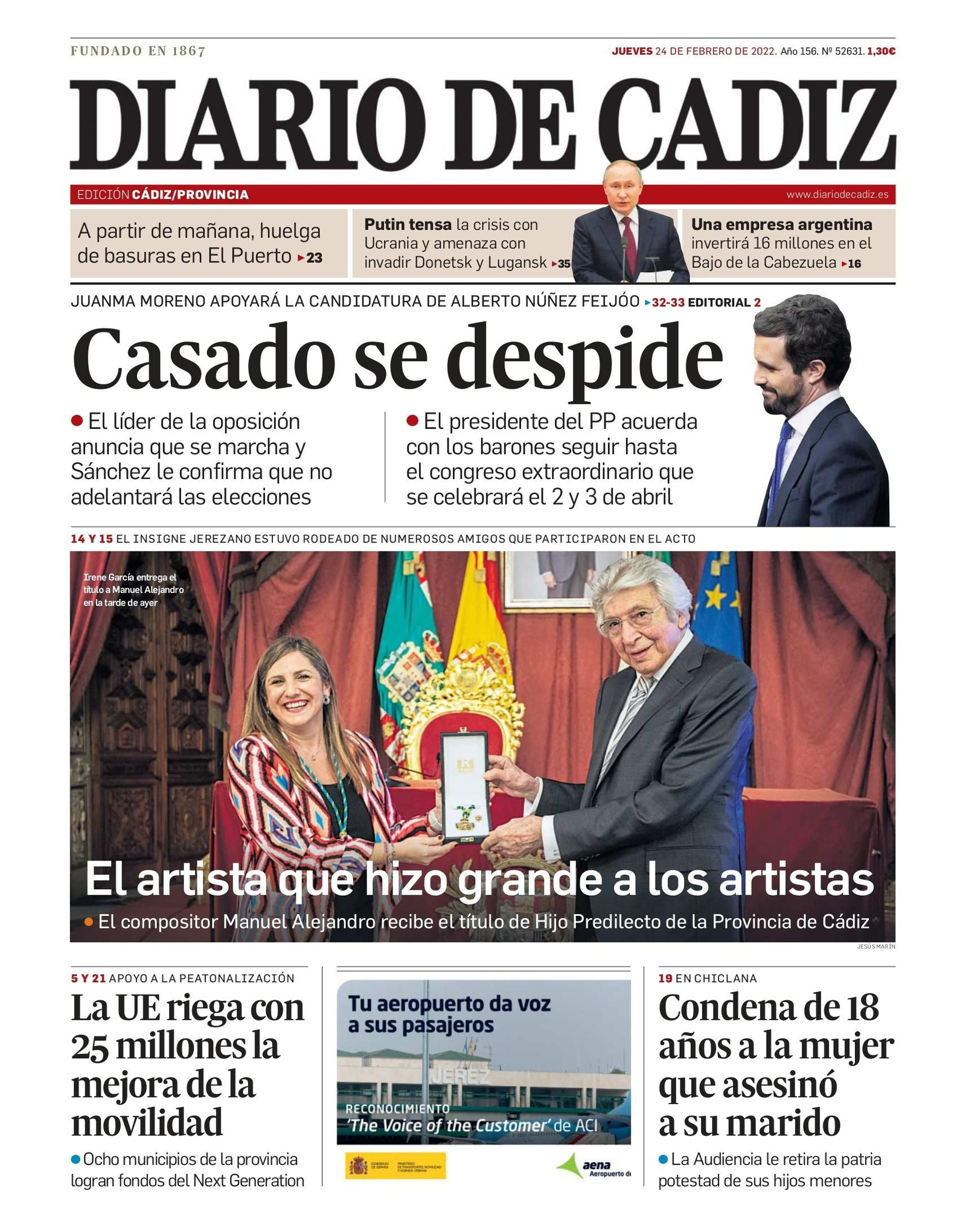 Las 22 portadas de Diario de Cádiz de 2022