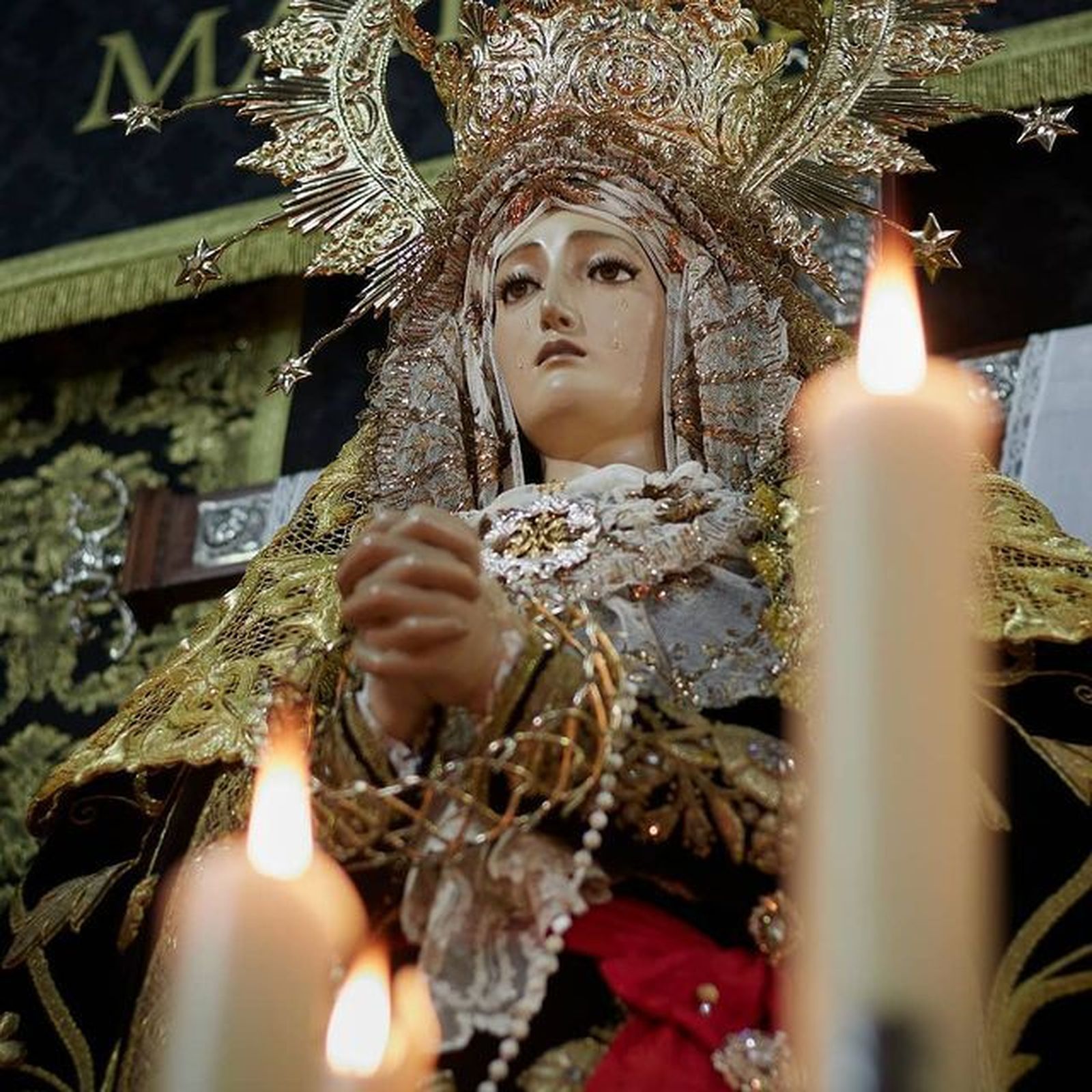 AGUILAR DE LA FRONTERA. María Santísima de la Soledad en su capilla del Soterraño.