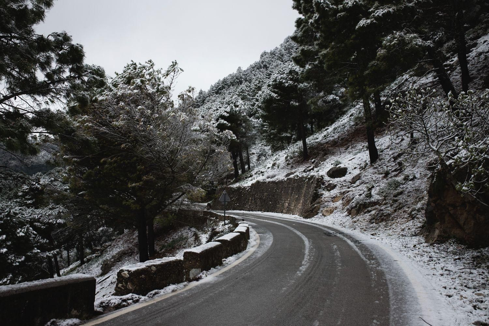 Imágenes de nieves en la Sierra de Cádiz este Martes Santo