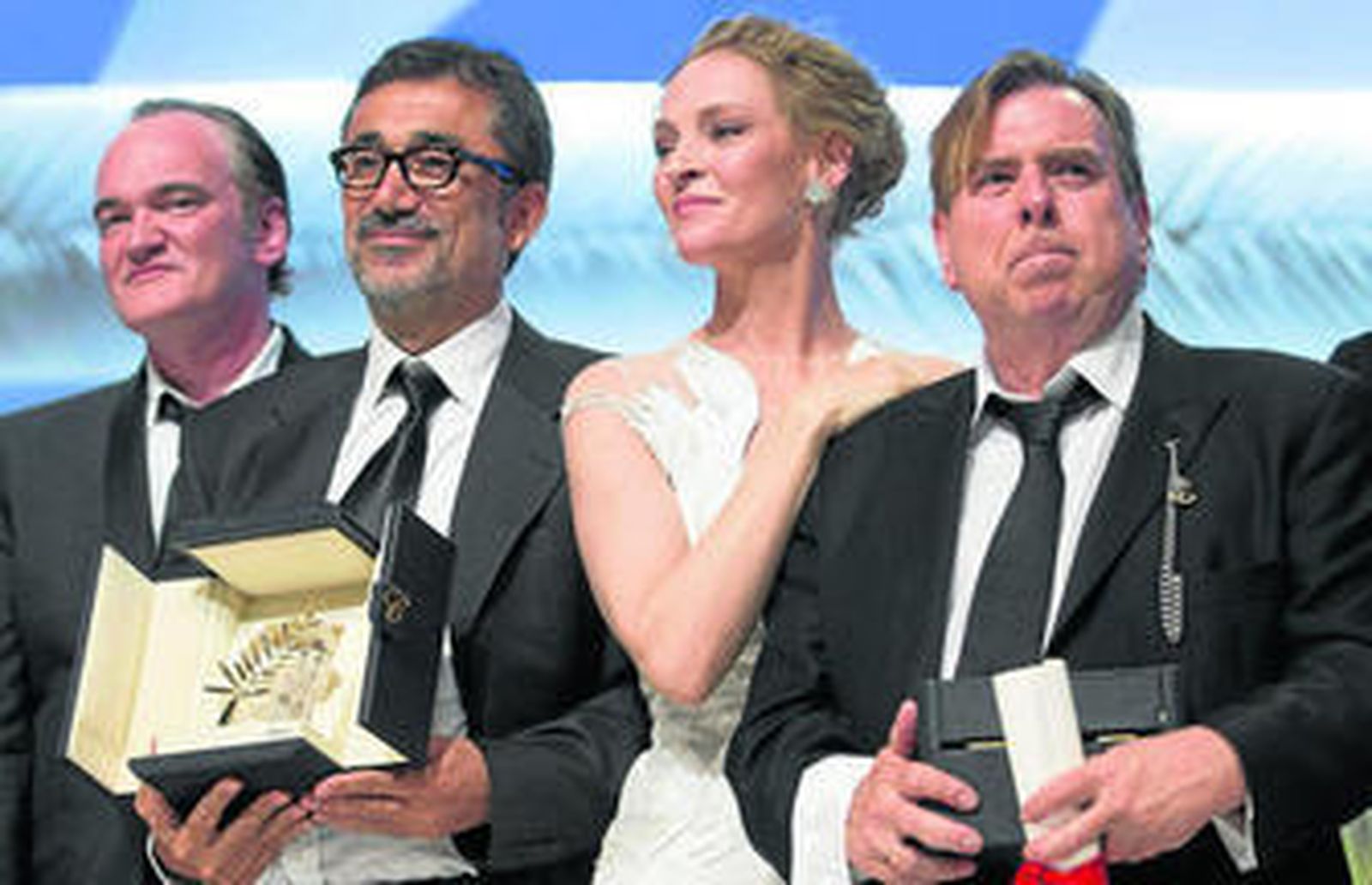 Quentin Tarantino, Nuri Bilge Ceylan, ganador de la Palma de Oro, Uma Thurman y Timothy Spall, mejor actor.