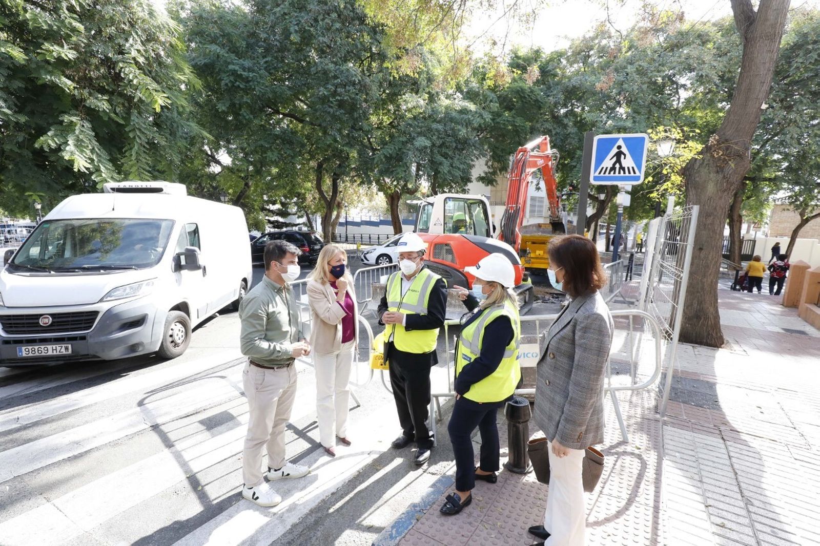 Visita de la alcaldesa a los trabajos.