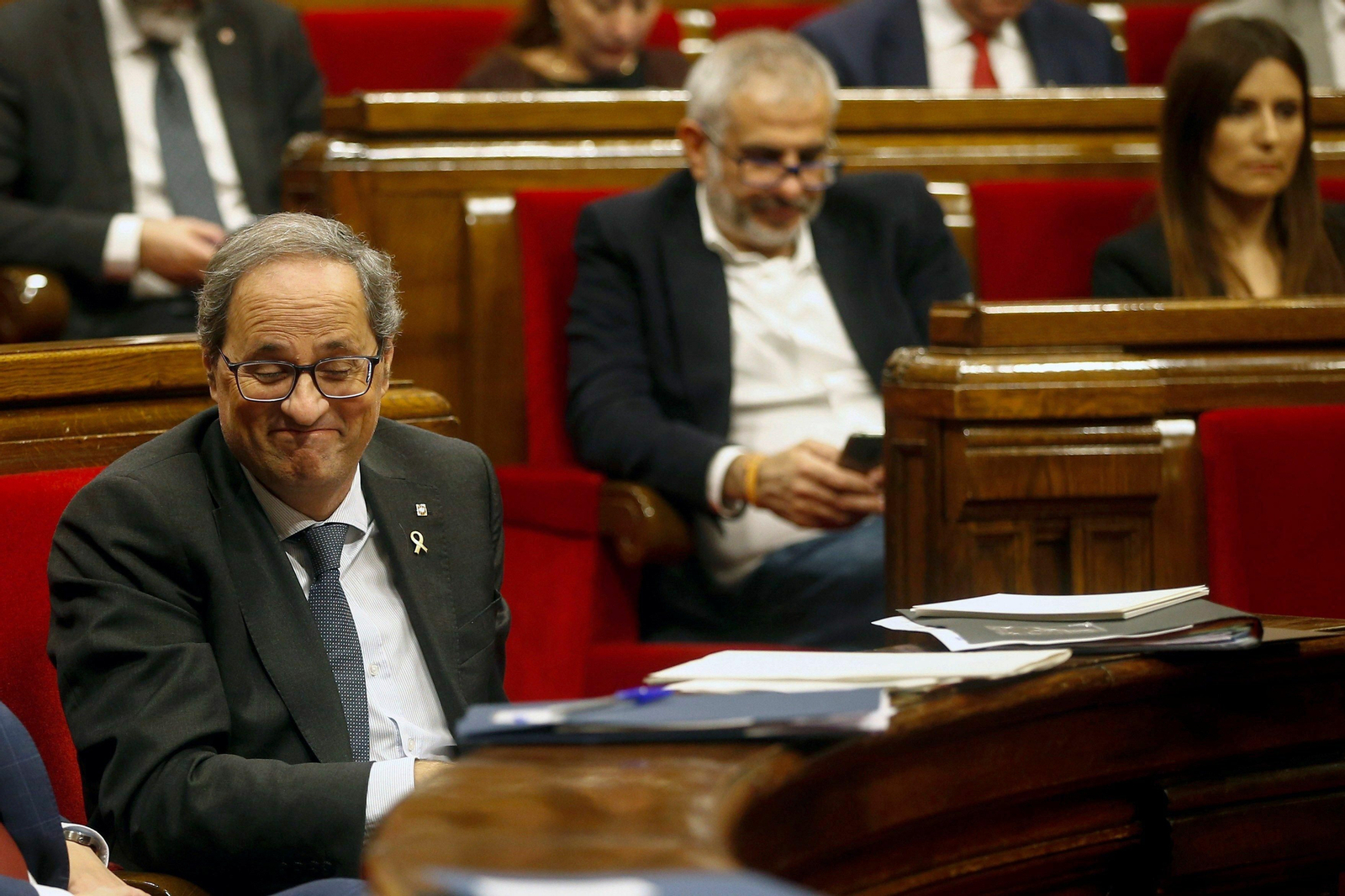 El presidente de la Generalitat, Quim Torra, en el pleno del Parlamento catalán.