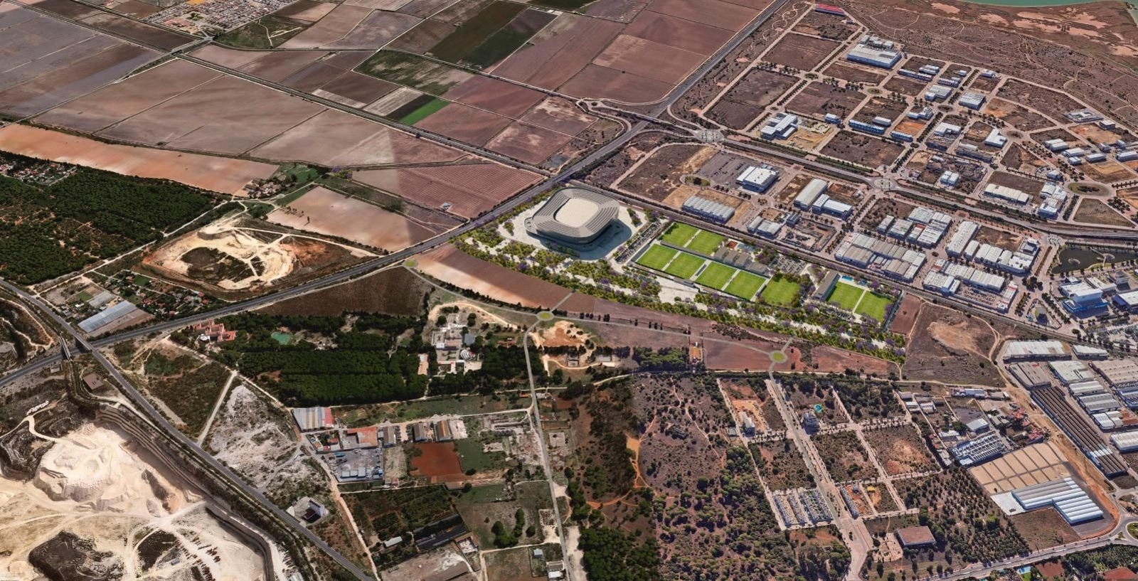 Una recreación del futuro complejo que se quiere construir en la Vega de los Pérez.