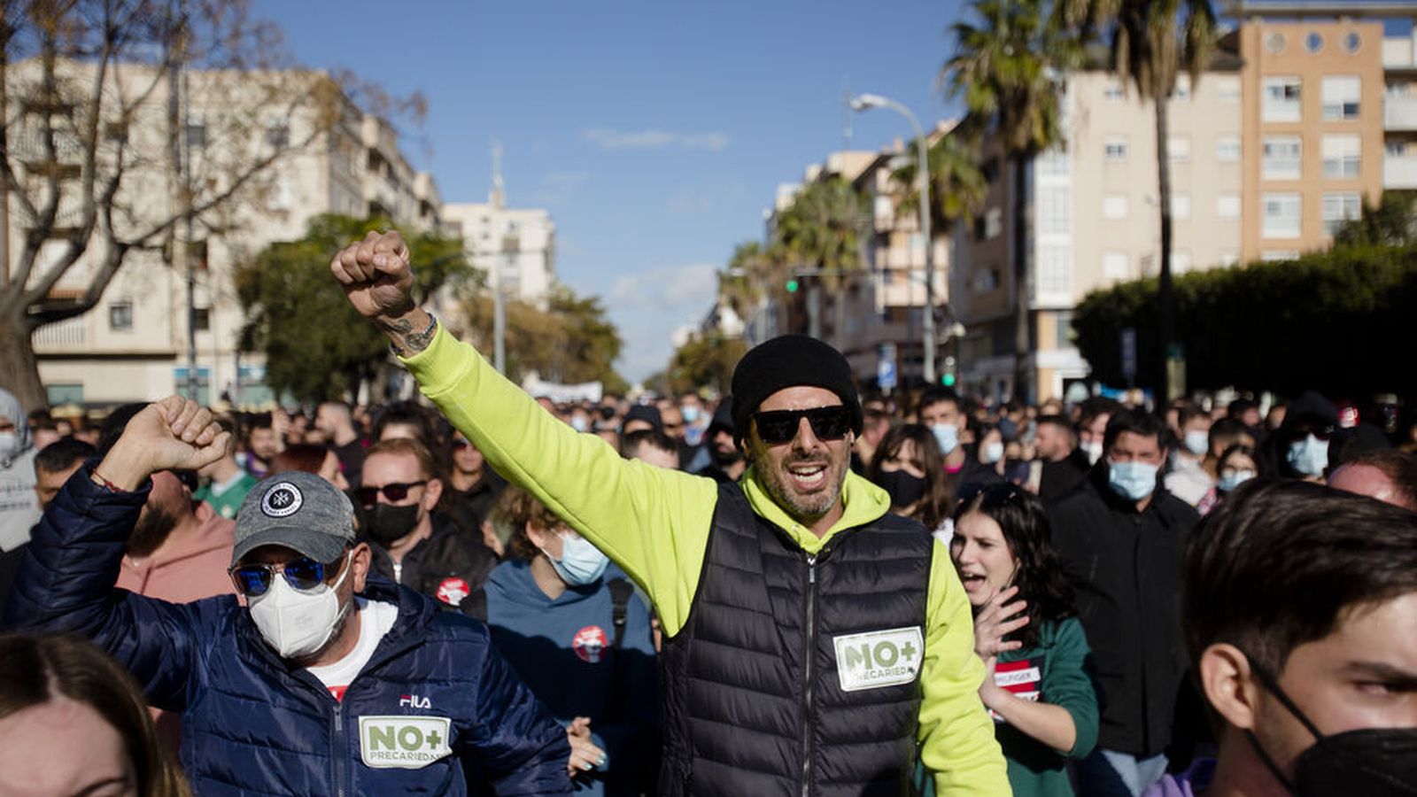 Un momento de la manifestación de este martes en Cádiz.