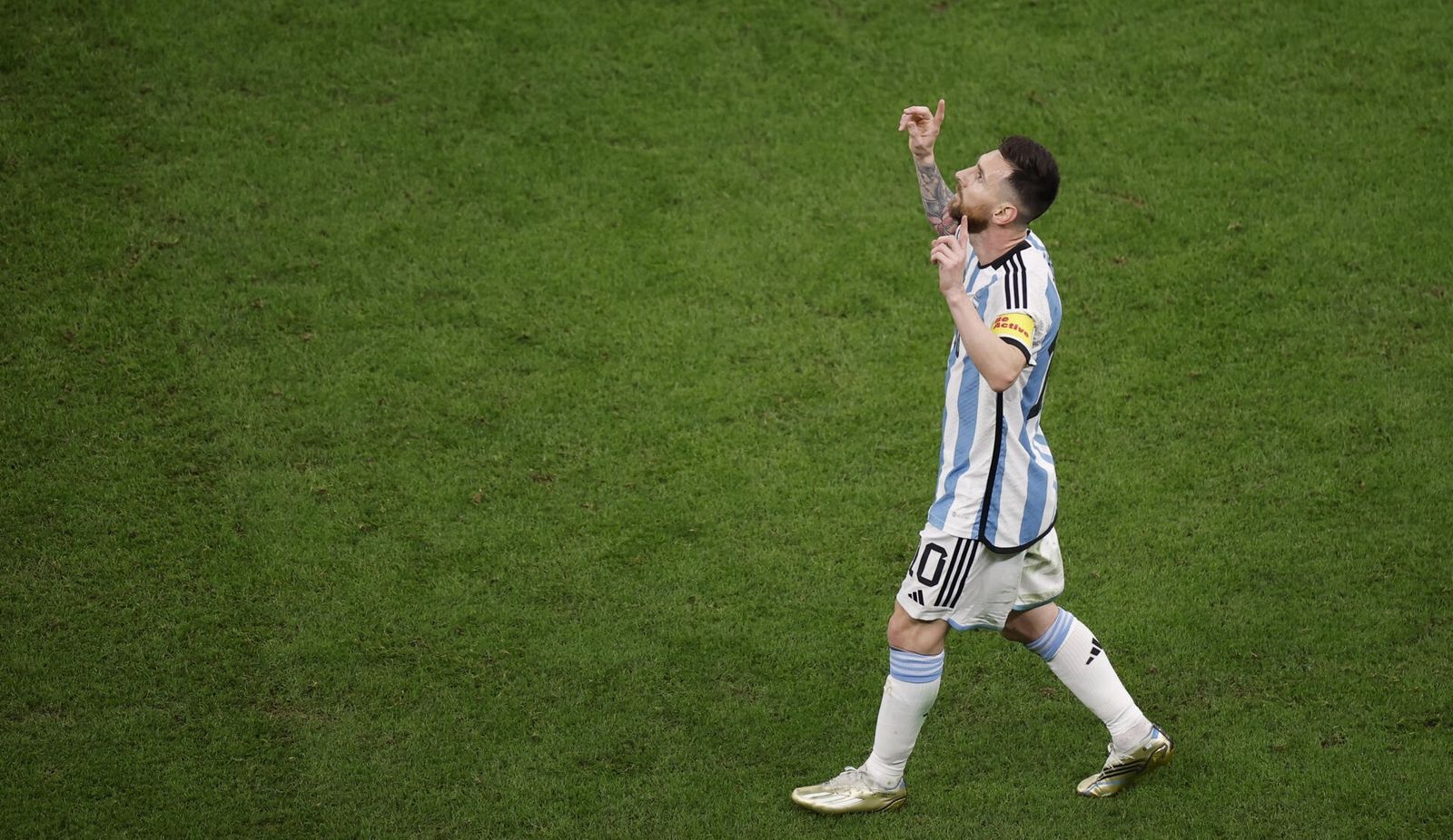 Messi celebra uno de sus goles contra Croacia.