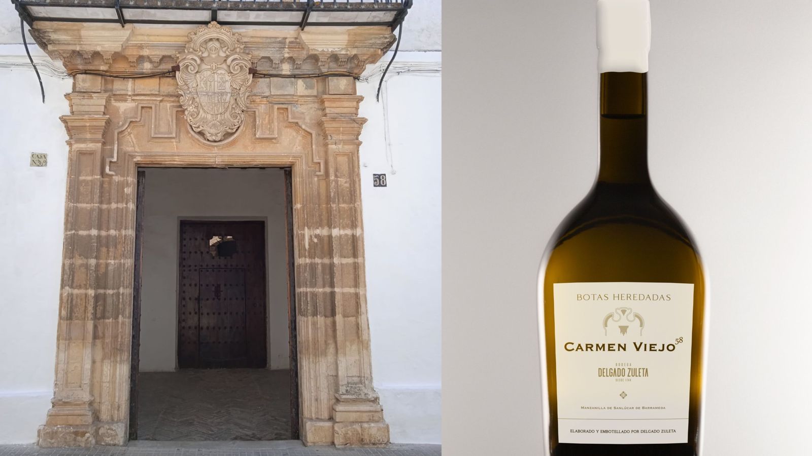 Fachada de la casa en la que se fundó Delgado Zuleta de la que toma el nombre la manzanilla Carmen Viejo.