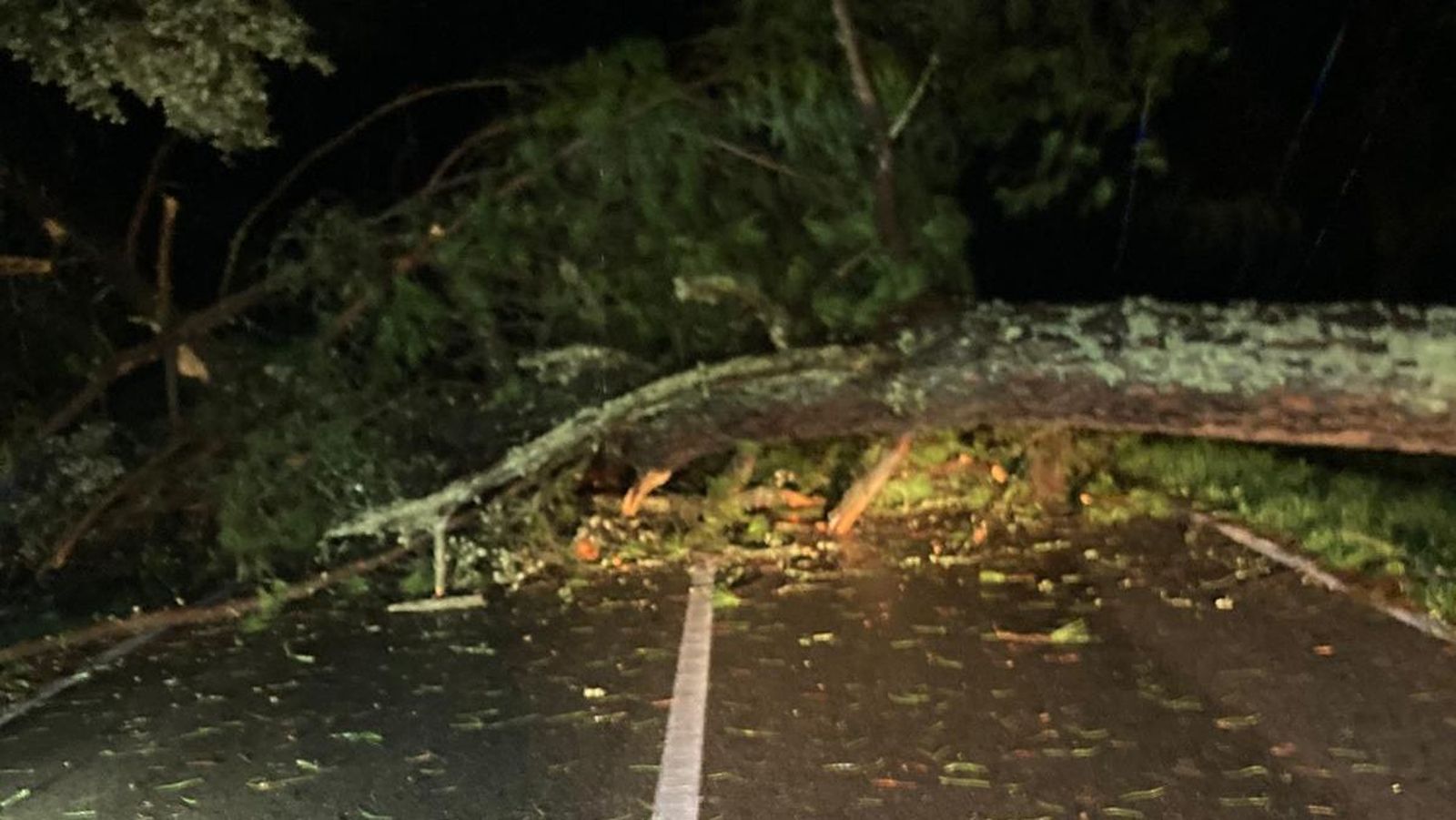 Una de las carreteras provinciales afectadas por el temporal.