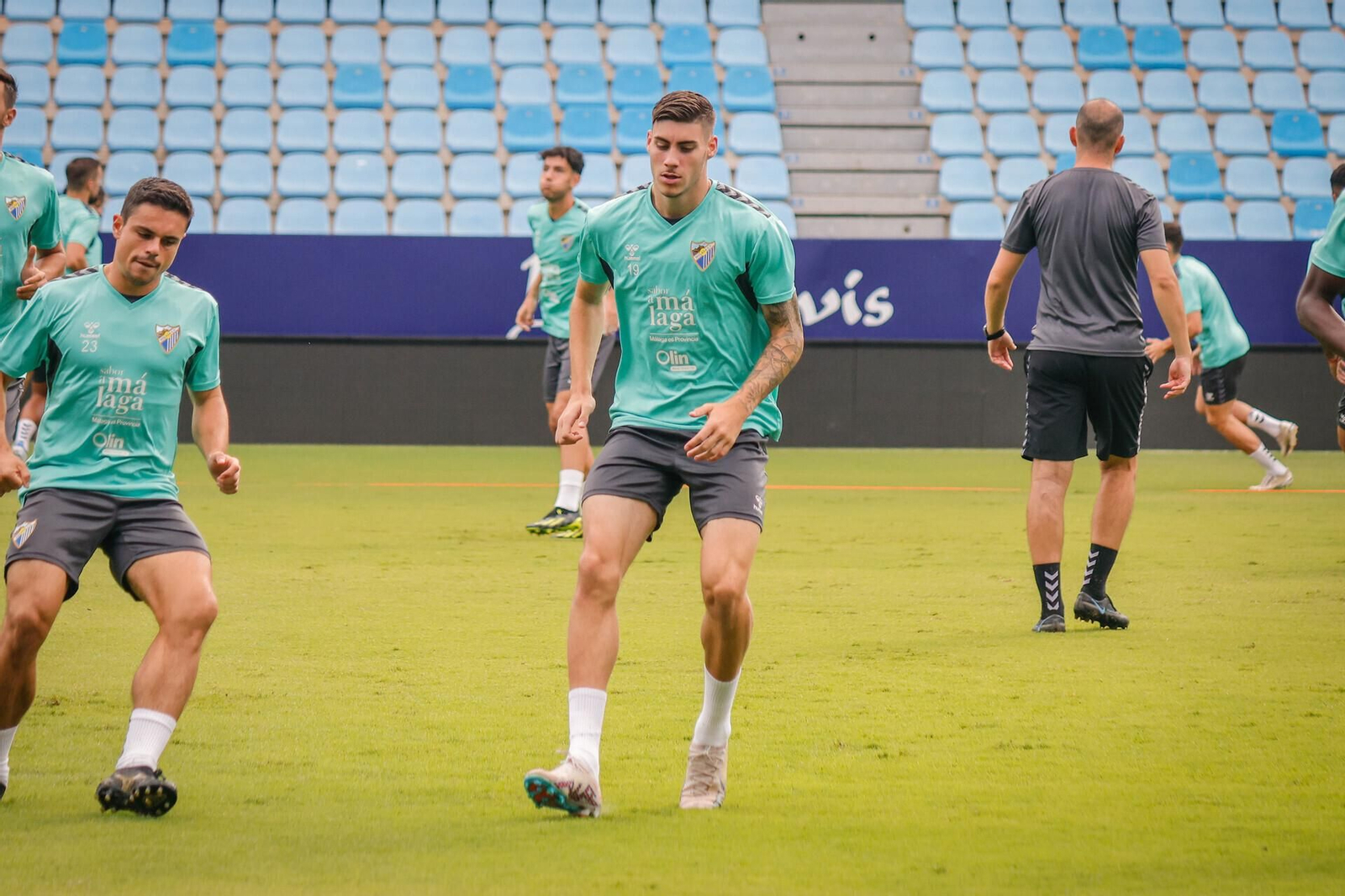 Sangalli y Roberto, este miércoles en La Rosaleda.