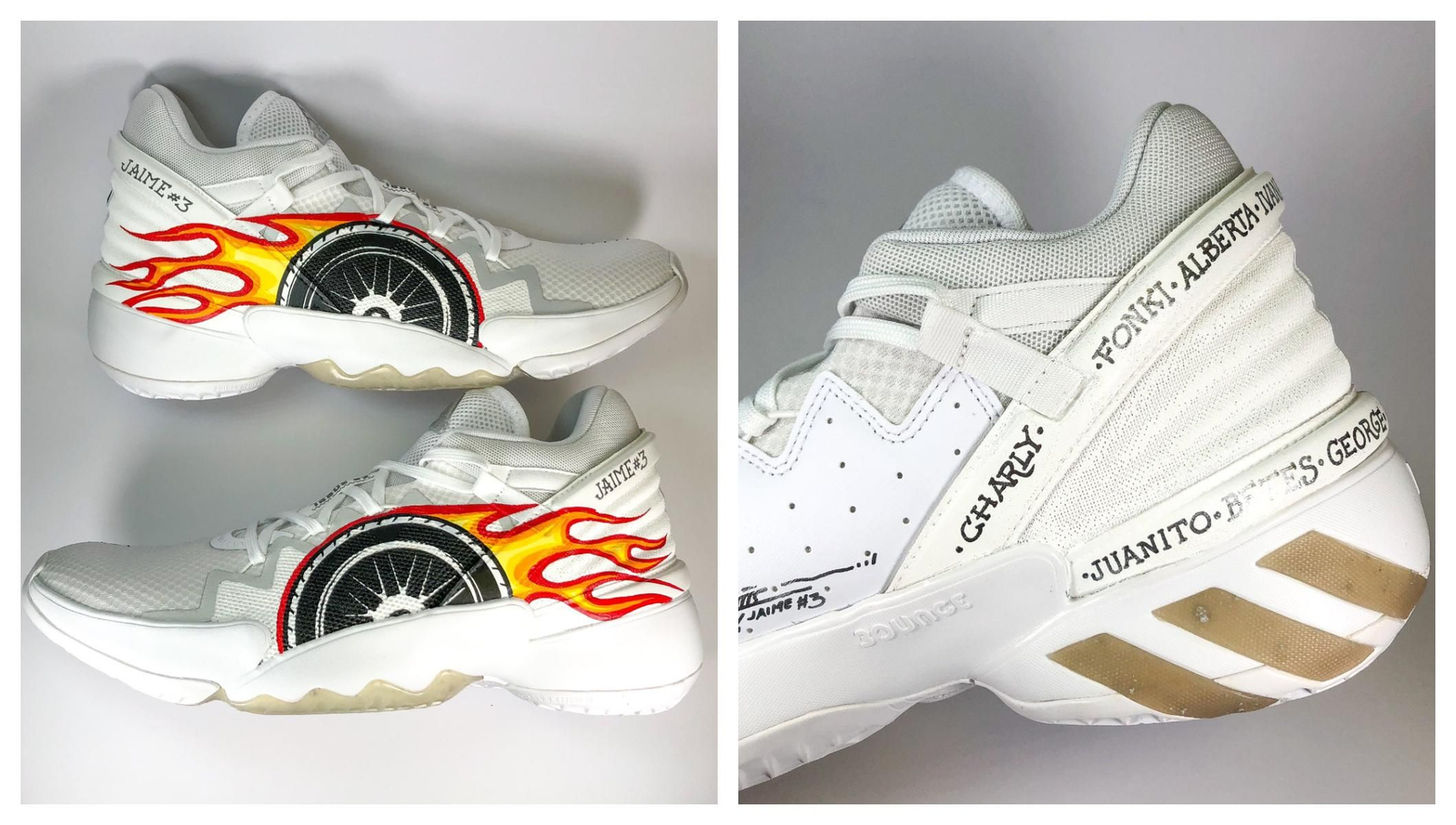 Las zapatillas customizadas exclusivamente para Jaime Fernández.