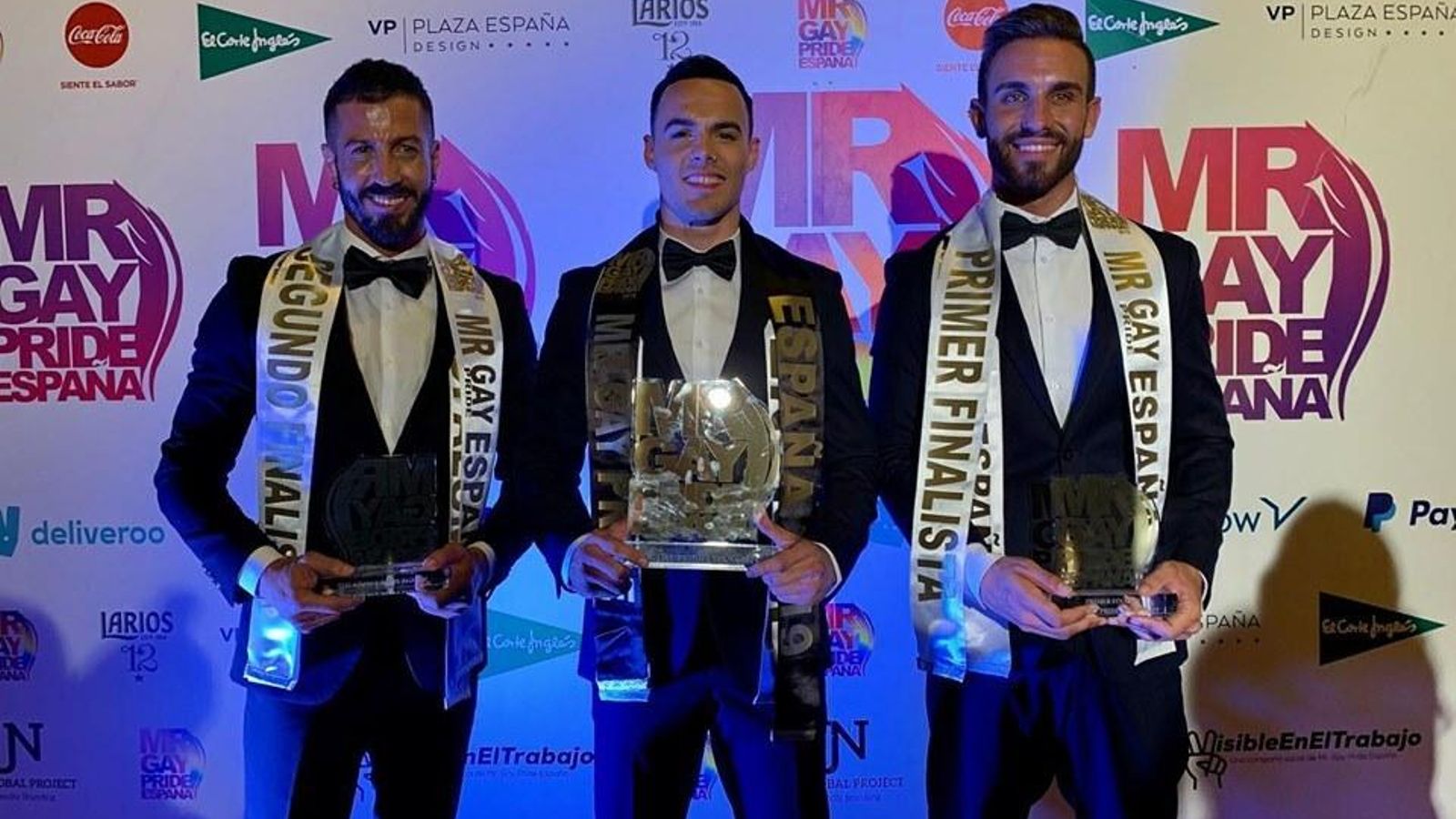 Juan Miguel Sosa, Zabdiel González y Andrés Bautista, ganadores de Mr. Gay Pride España 2019.