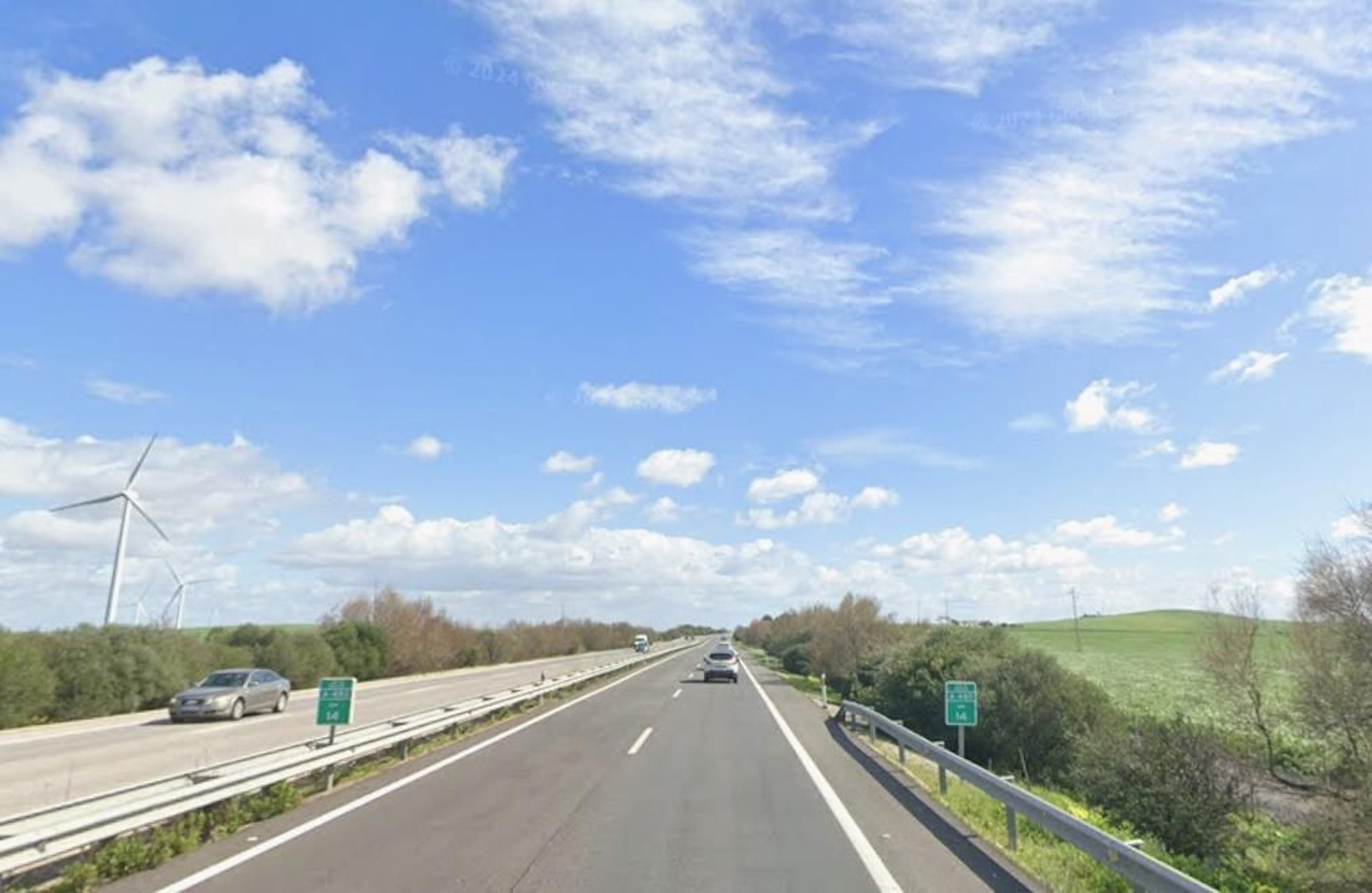 Imagen de un tramo de la A-480, la carretera que conecta Jerez con Sanlúcar y Chipiona.