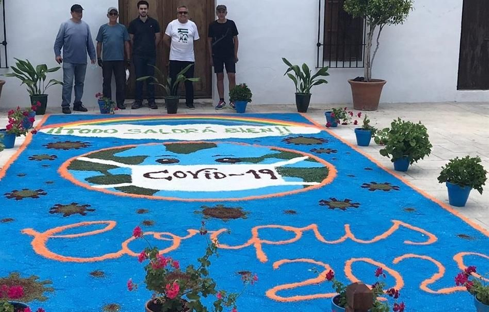 La alfombra del Corpus en Carcabuey dedicada al covid-19.
