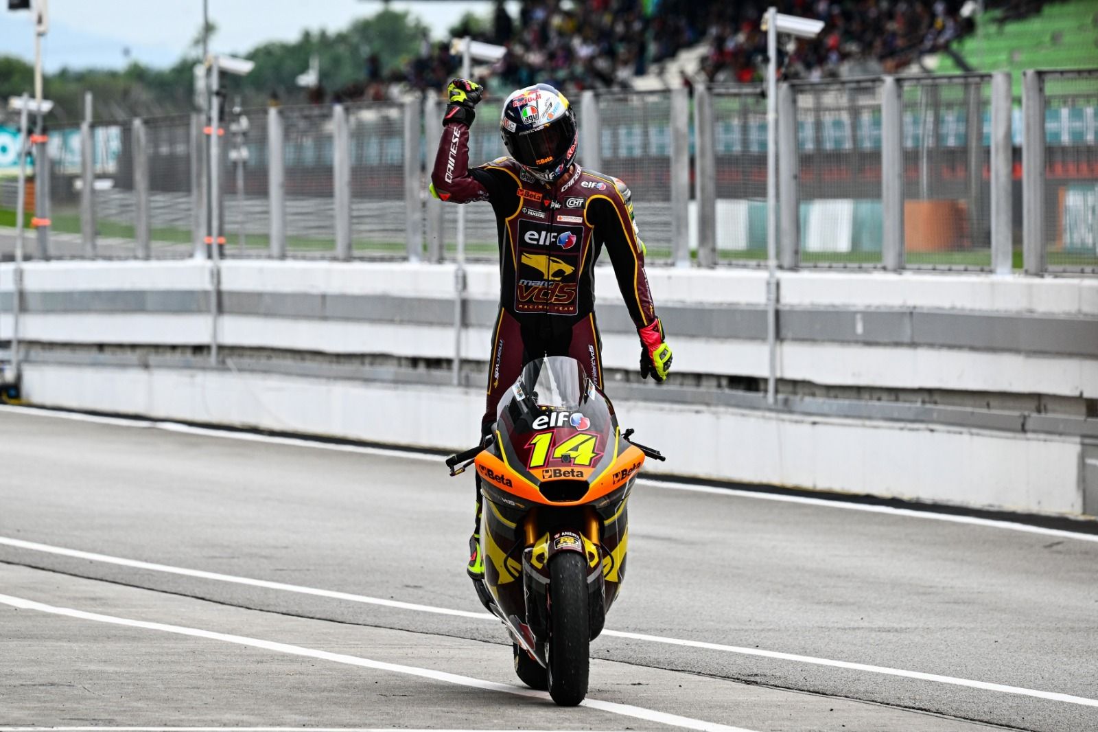 Toni Arbolino, radiante tras conquistar el GP de Malasia en Moto2.