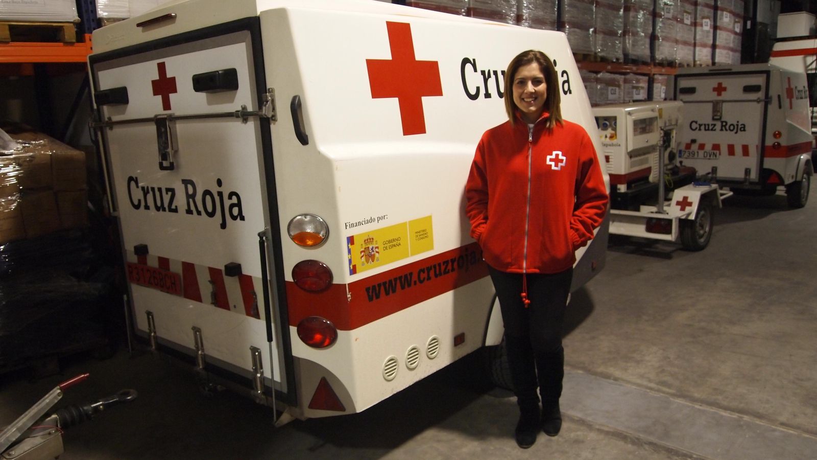 María del Mar Jiménez junto a los remolques del área sanitaria