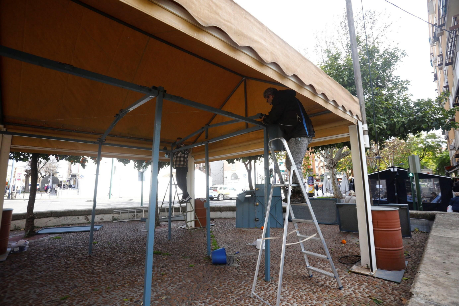 La instalación de los puestos de caracoles de Córdoba, en imágenes