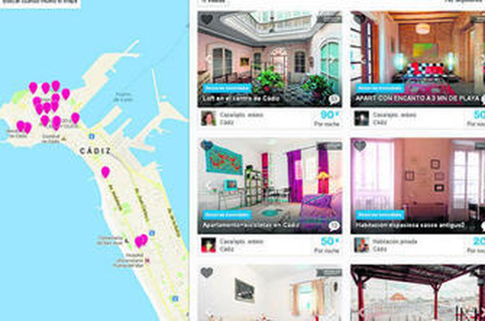 Captura de una página en internet donde se ofrecen alojamientos turísticos.