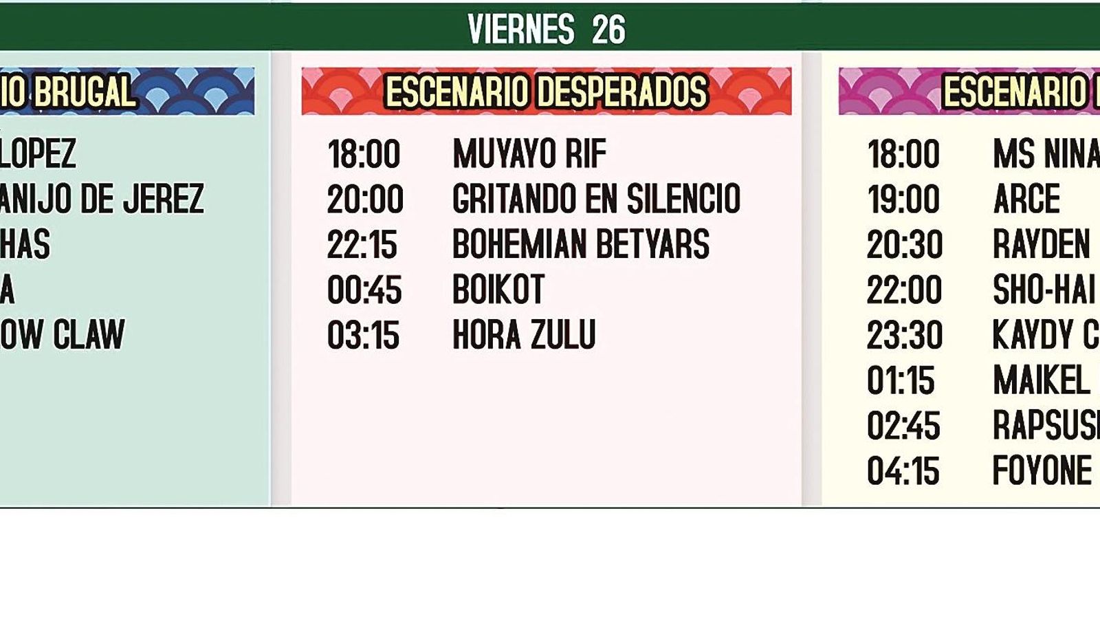 Programación viernes 26
