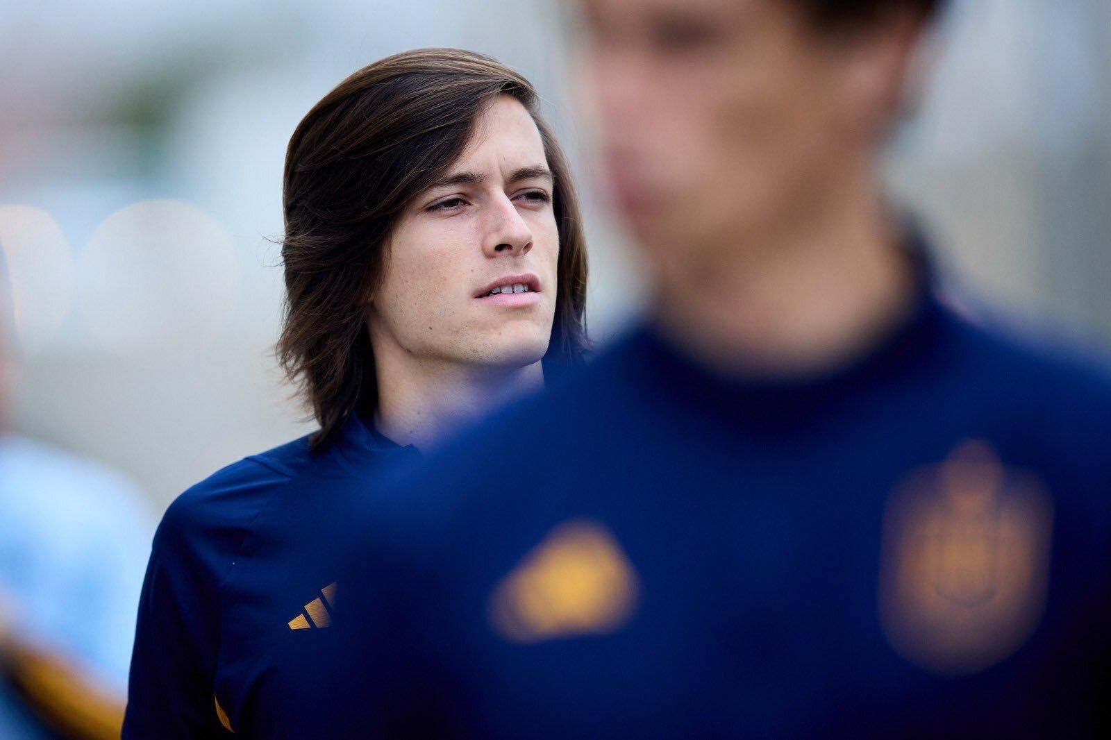 Álvaro Fernández, en el entreno con la selección española absoluta