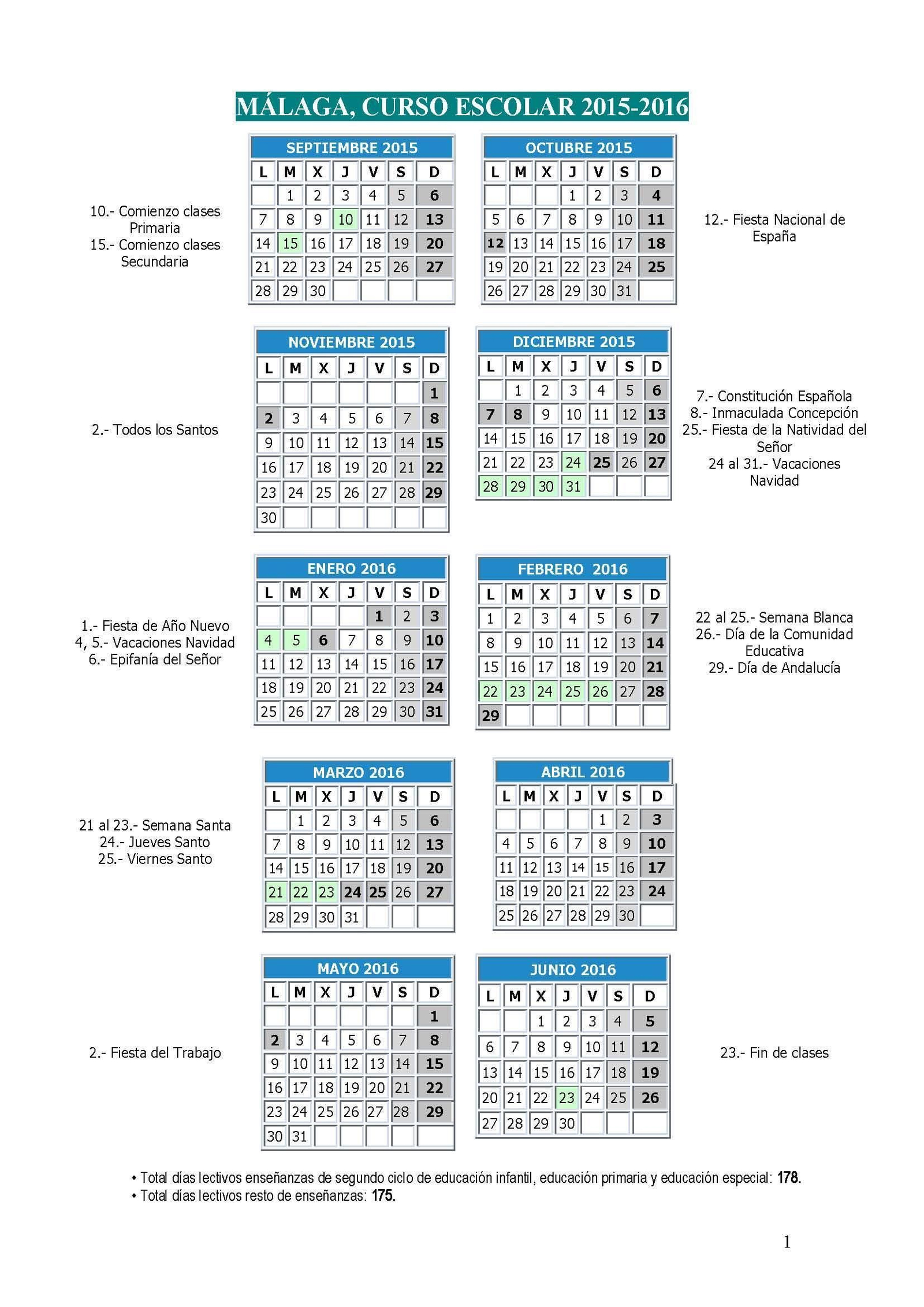 ¿Qué días no habrá clases?