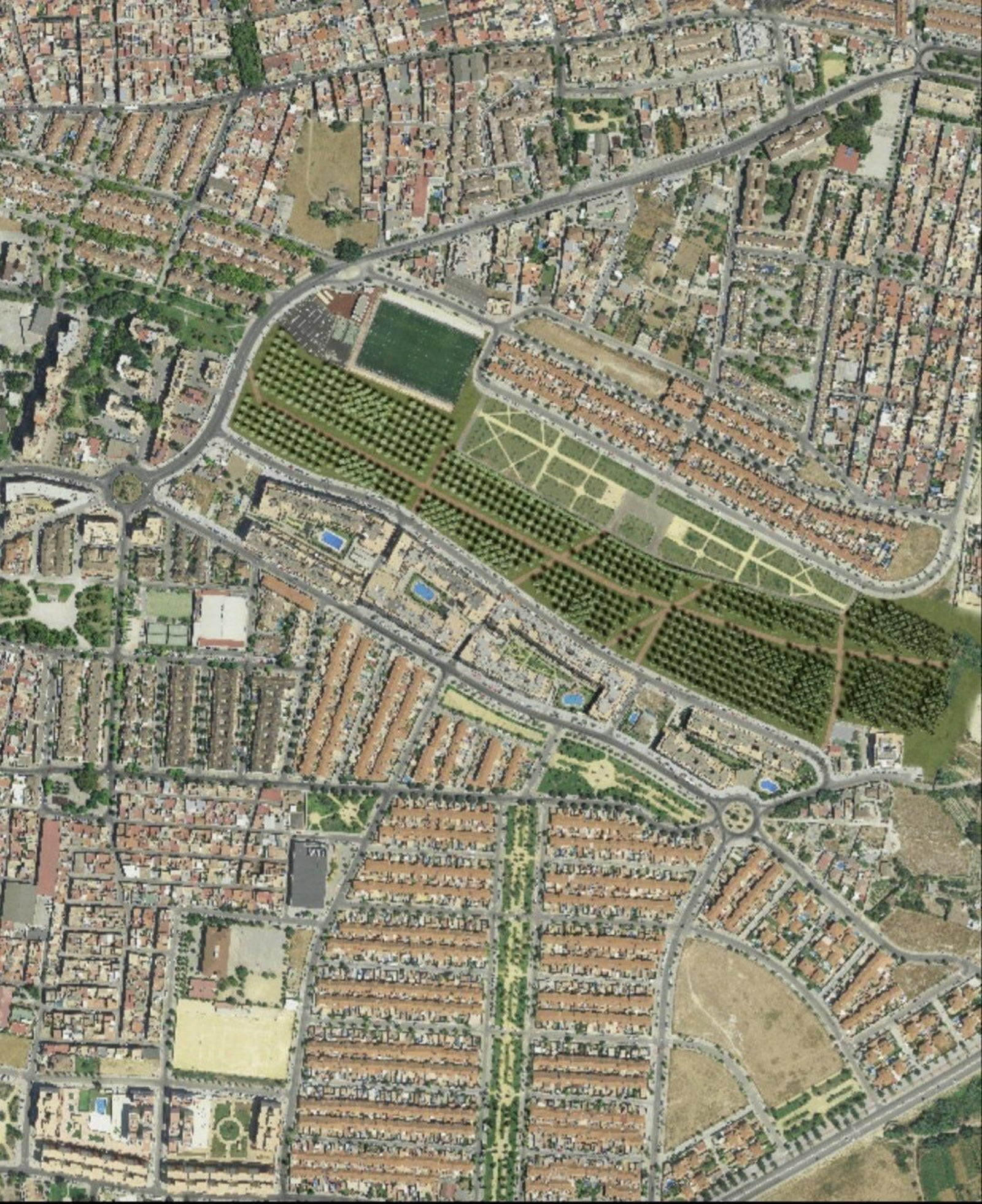 Recreación aérea del 'bosque' de La Canaleja.