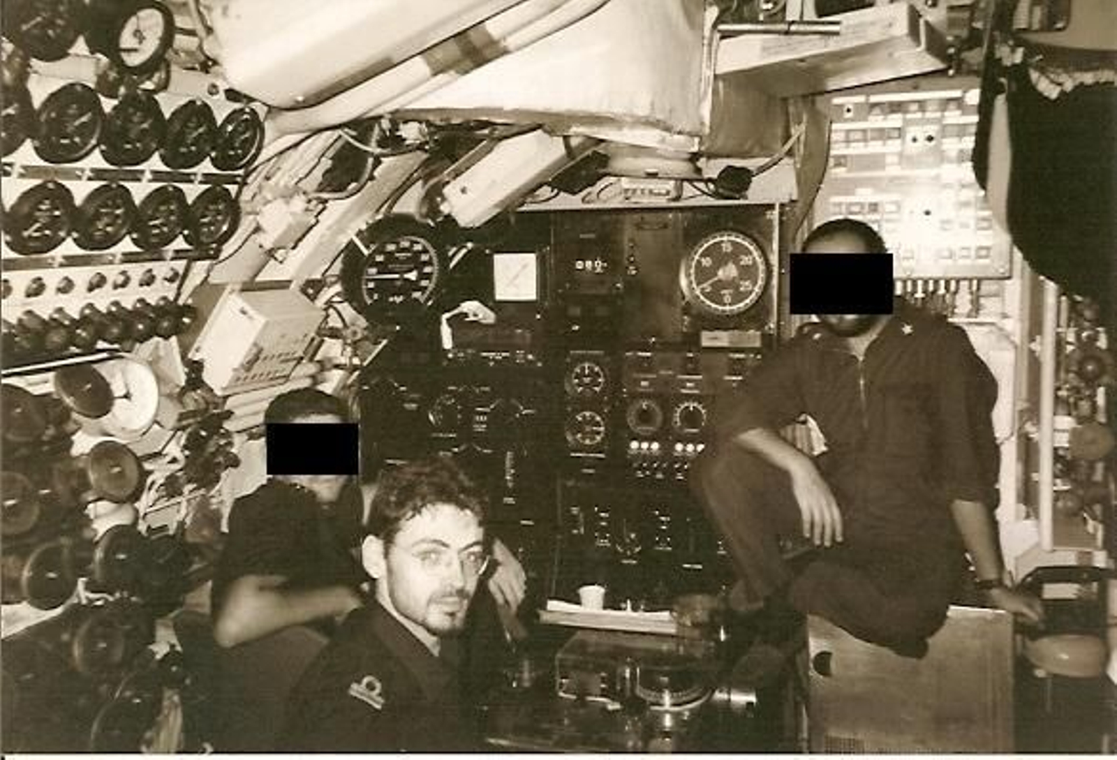 Romano Pinelli a bordo del submarino Da Vinci en 1999