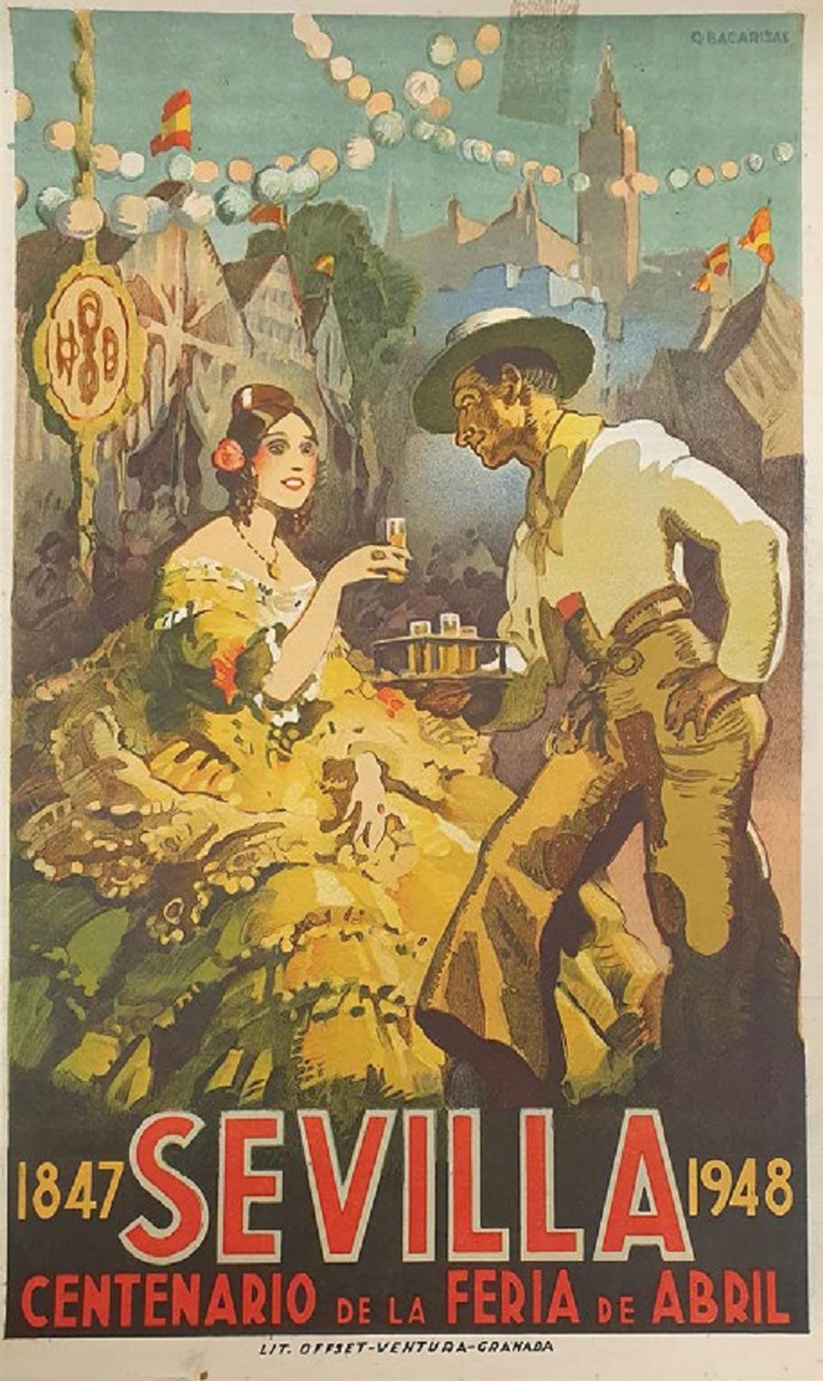 Cartel promocional para el centenario de la Feria de Sevilla de 1947.