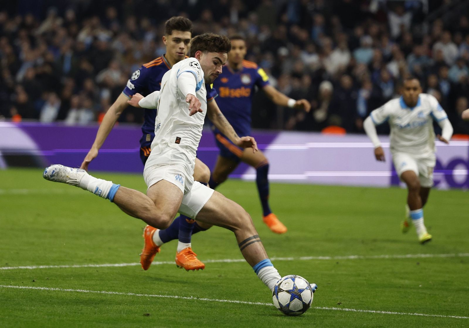 Maupay, durante el Marsella-Newcastle de Champions del pasado mes de noviembre.