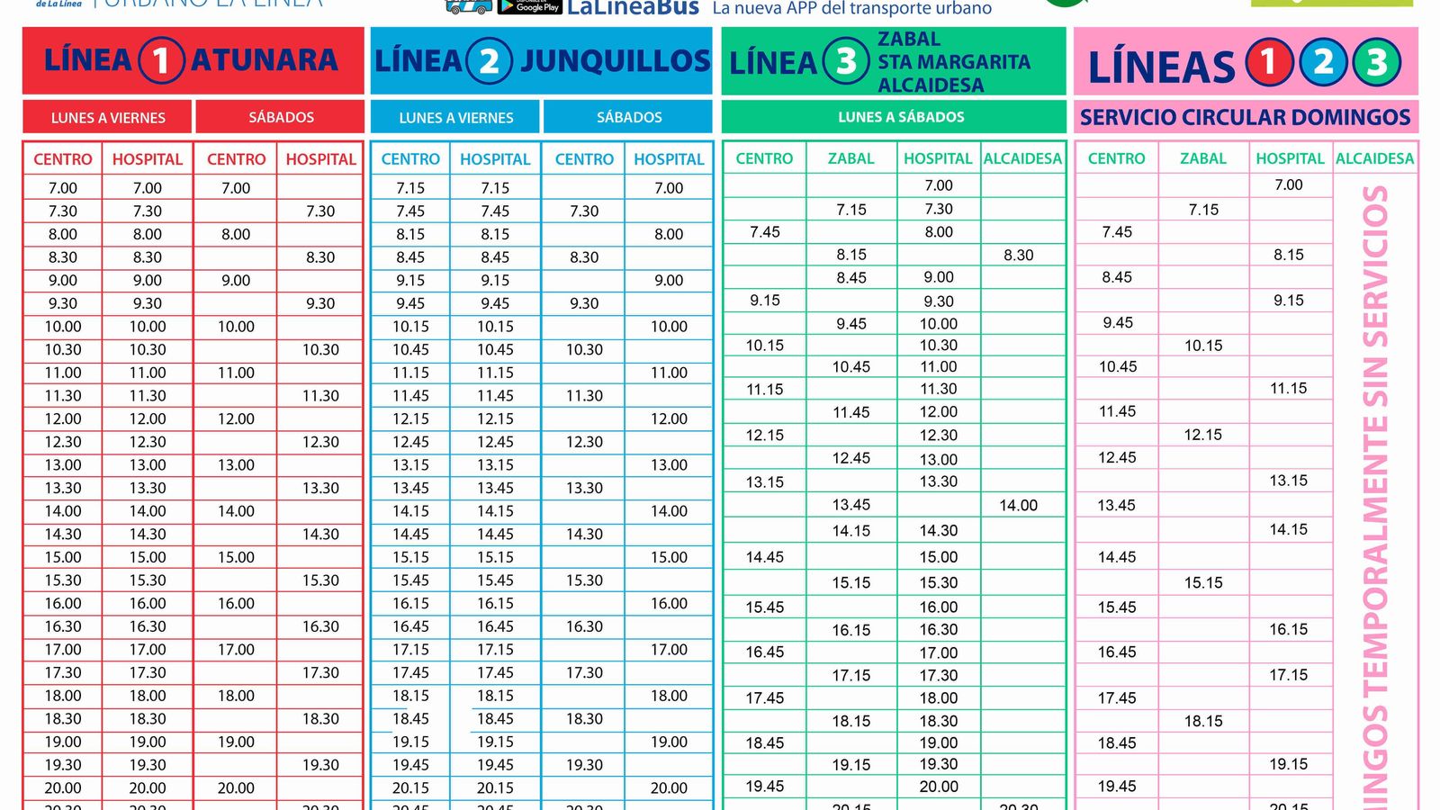 Horarios de los autobuses de La Línea.