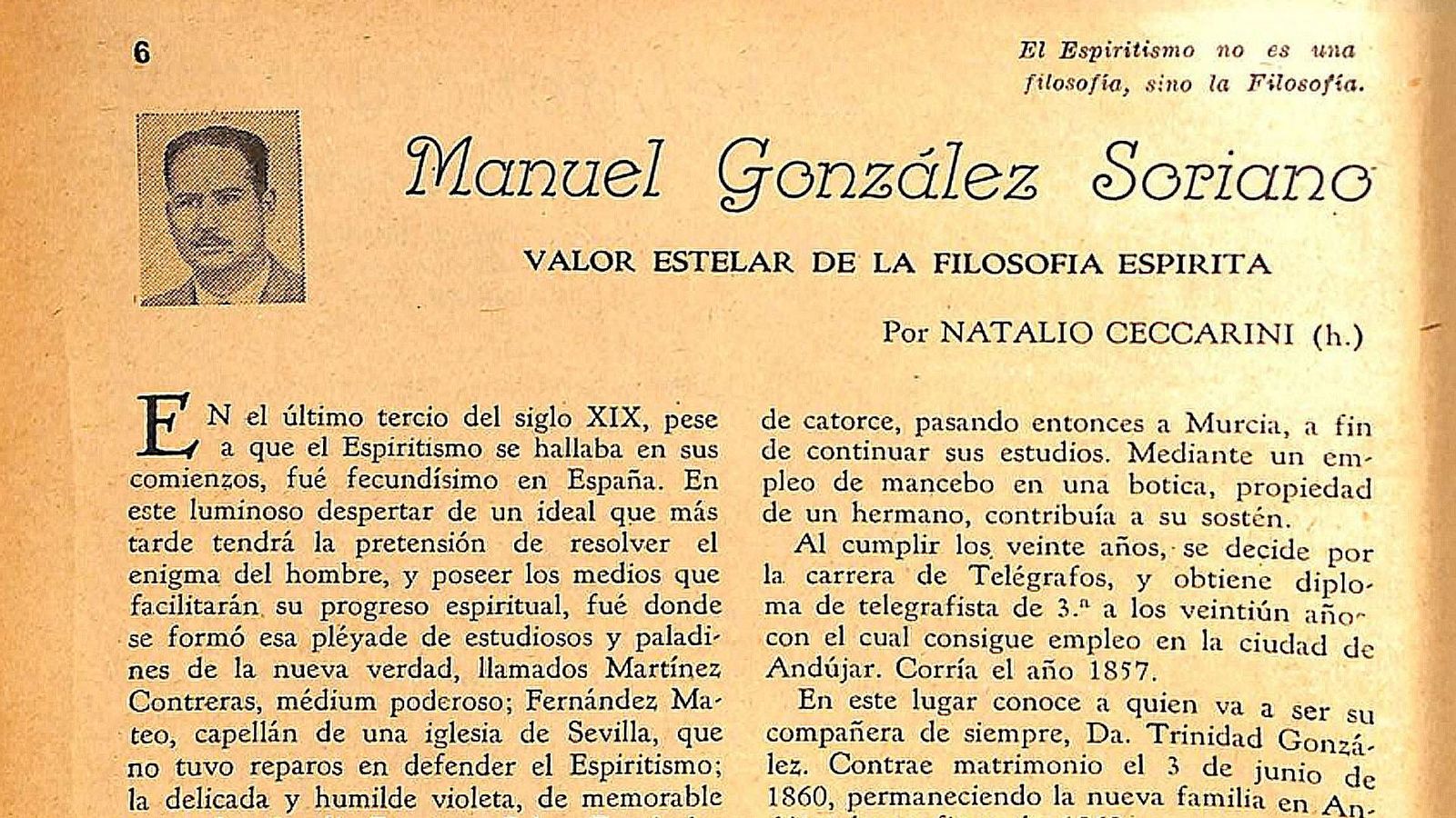 Extracto del artículo de la revista argentina La Idea dedicado a Manuel González Soriano. Extracto del artículo de la revista argentina La Idea dedicado a Manuel González Soriano.