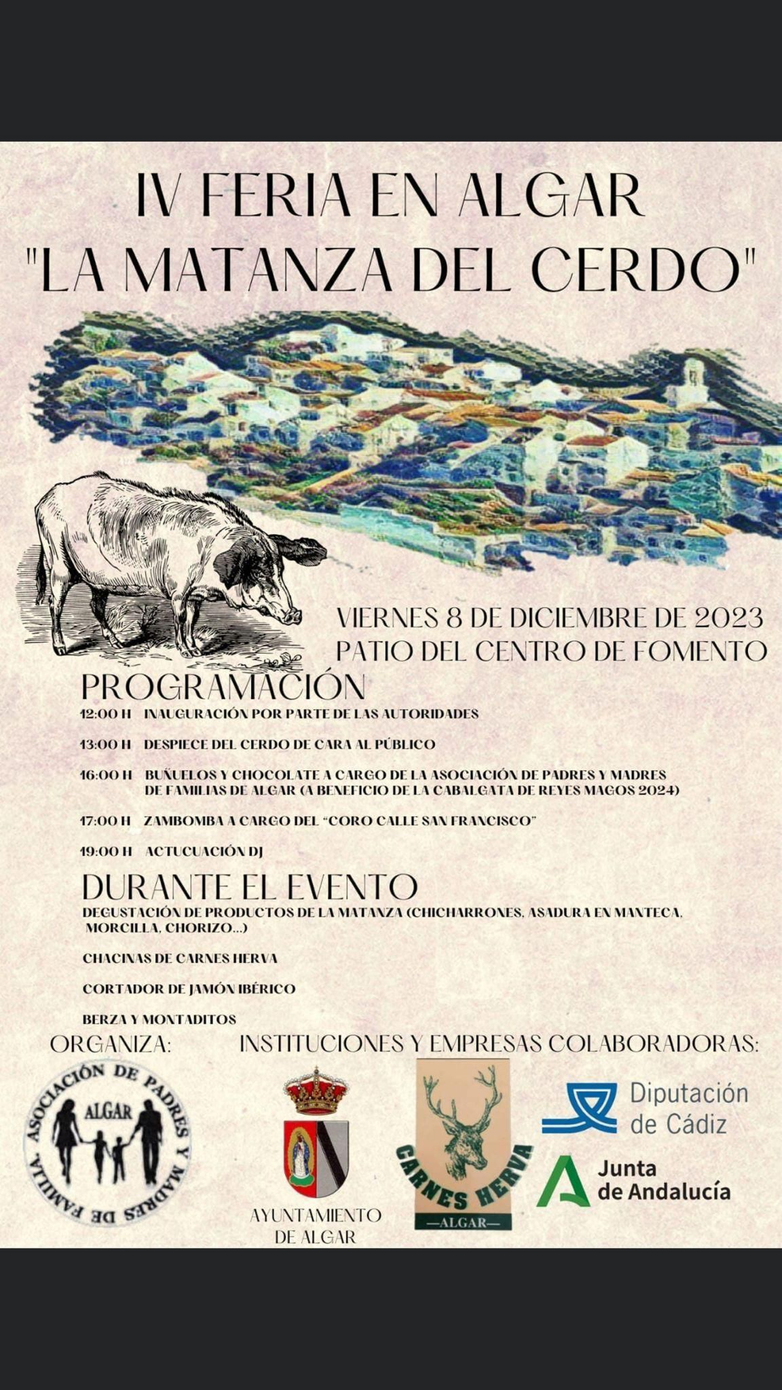 Cartel de la IV Feria La Matanza del Cerdo, en Algar.