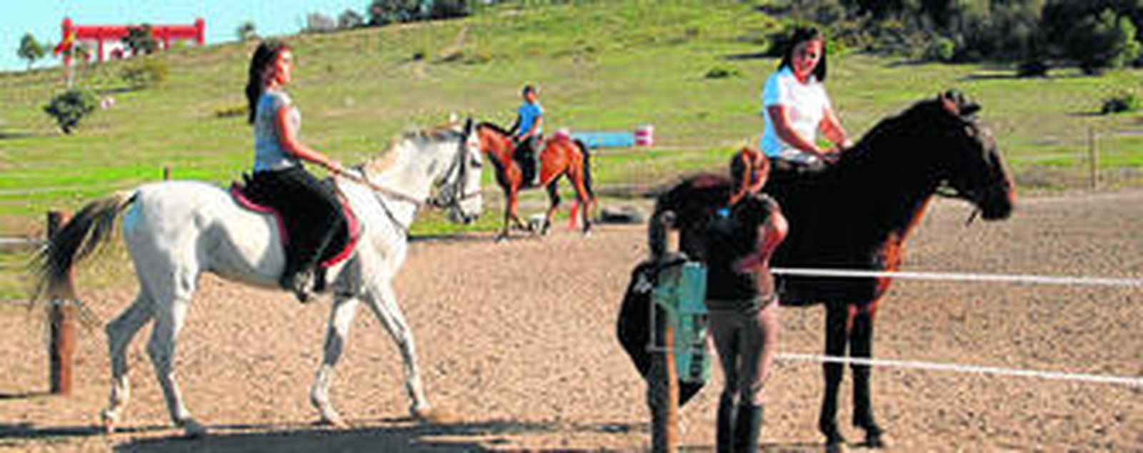 Jóvenes alumnos de la Asociación Hípica de San Fernando, durante las clases.