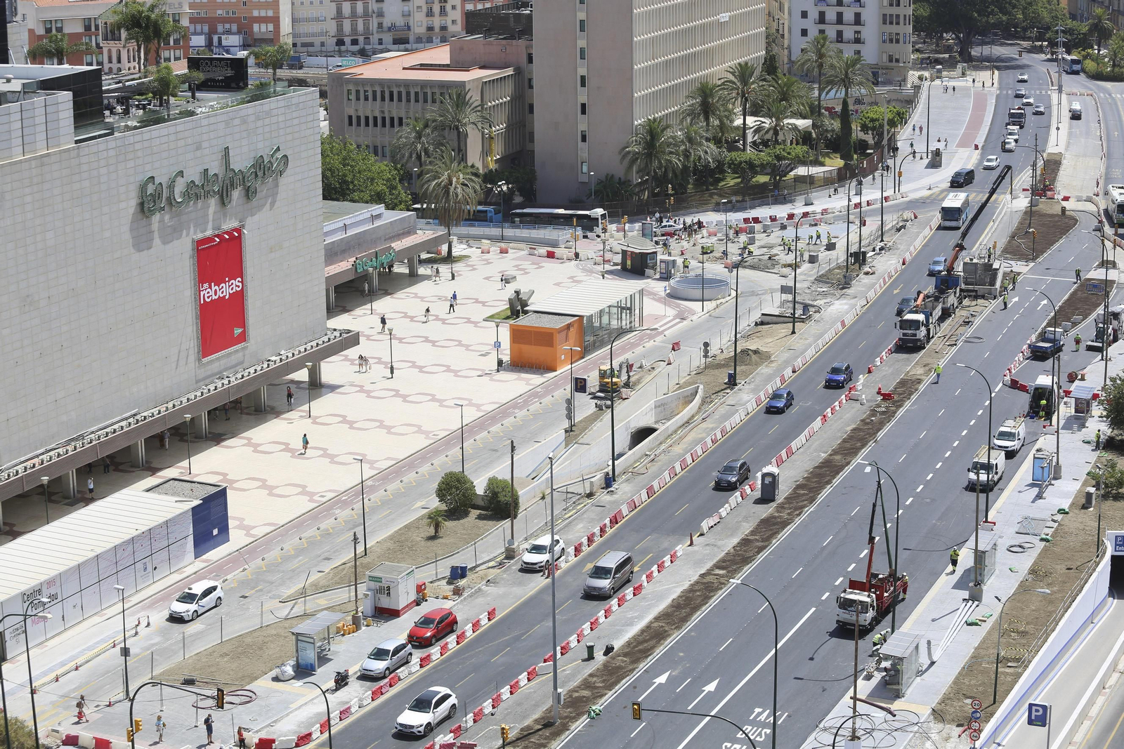 Fotos de la reurbanización del Metro de Málaga, a vista de pájaro.