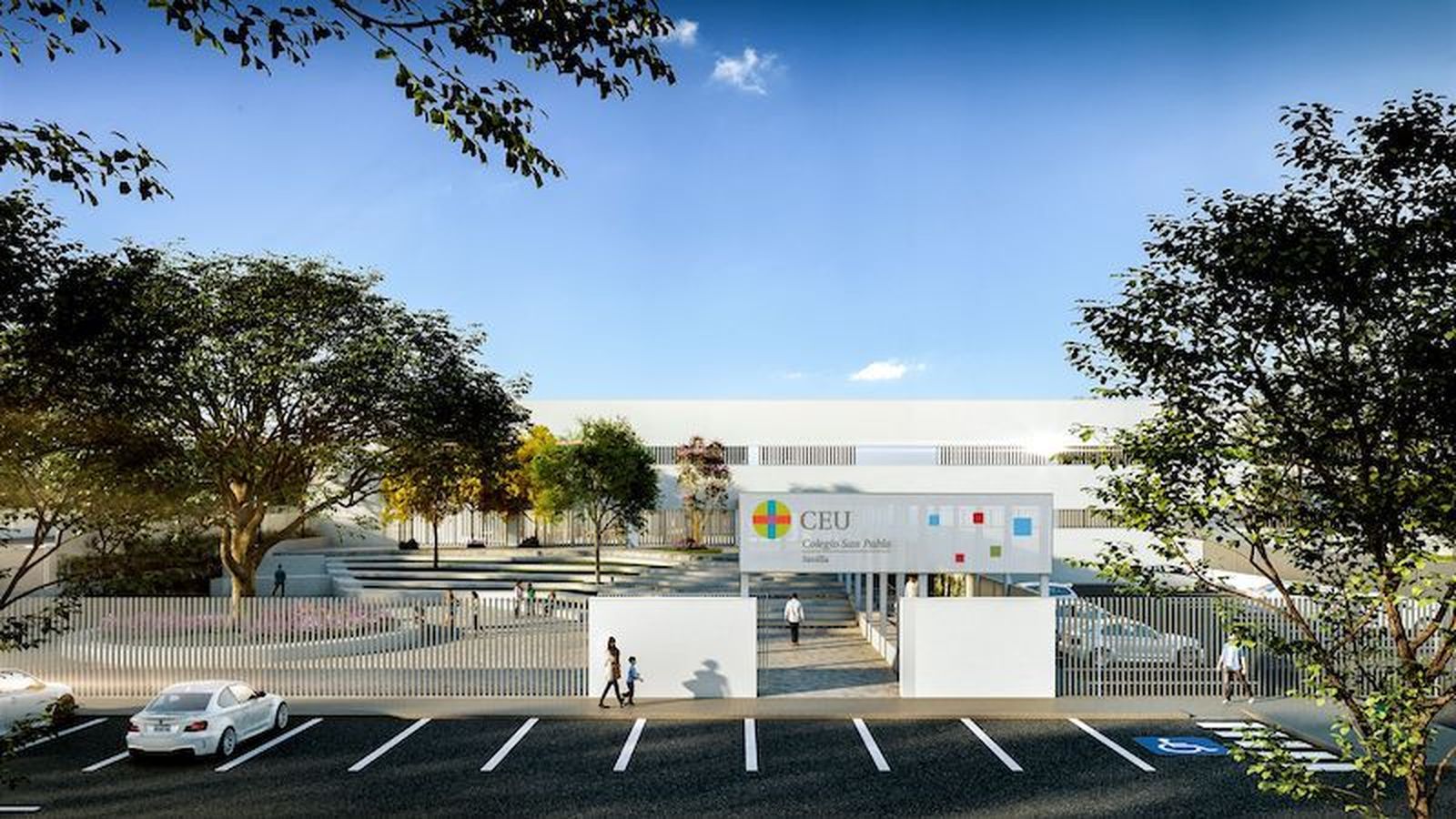 Reproducción del nuevo edificio de Bachillerato del Colegio CEU San Pablo Sevilla