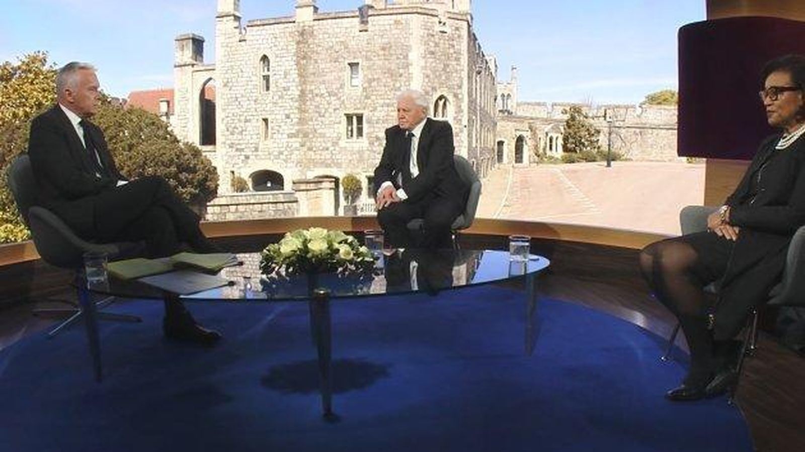 Momento del especial en la BBC por el sepelio de Felipe de Edimburgo.