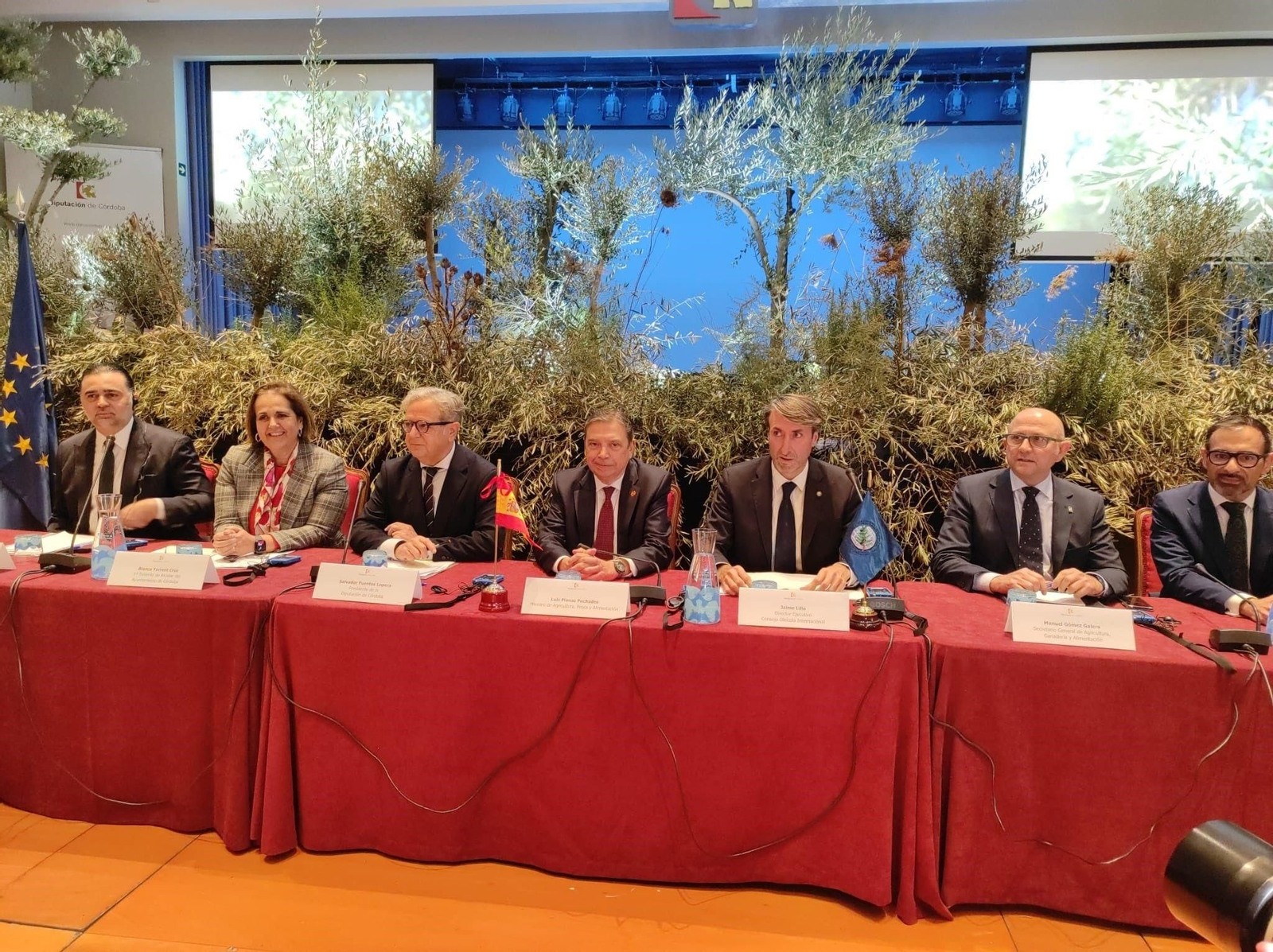 El ministro de Agricultura, Pesca y Alimentación, Luis Planas (centro), participa en el pleno del Consejo Oleícola Internacional