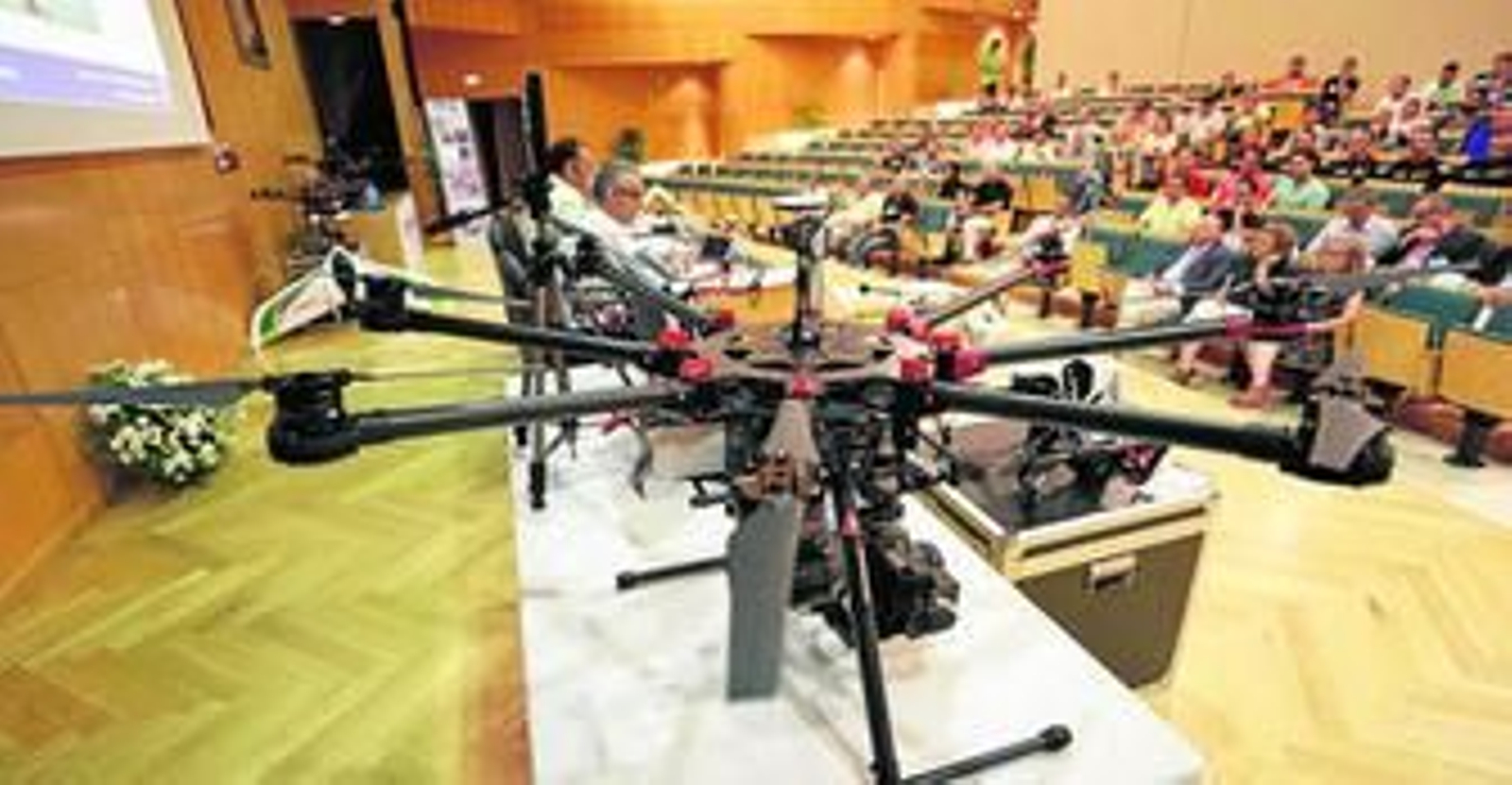 Los drones, expuestos el viernes en la Universidad CEU San Pablo.