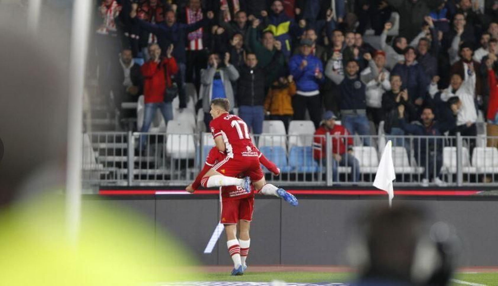 Corpas y Juan Muñoz celebran el 3-0 ante el Deportivo el 7 de marzo del pasado año. El encuentro quedó 4-0.