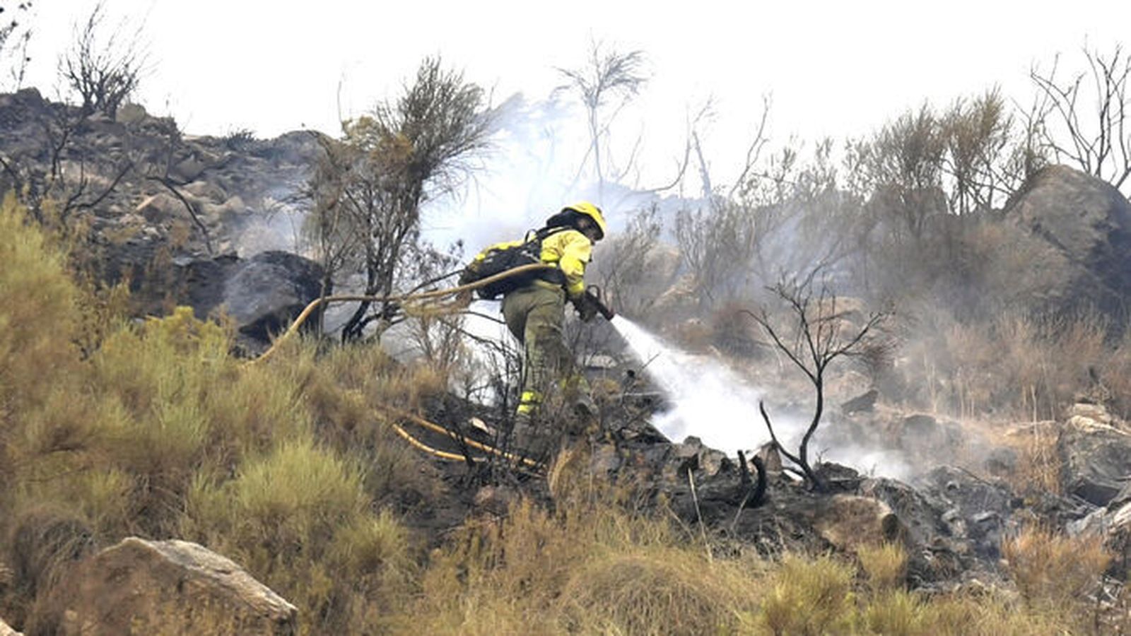 Bombero del Infoca en el incendio de Los Guájares