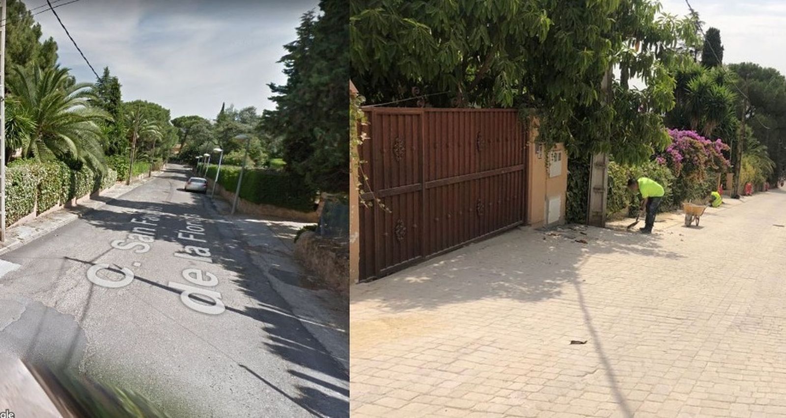 La calle Fausto de la Florida antes y después de las obras.